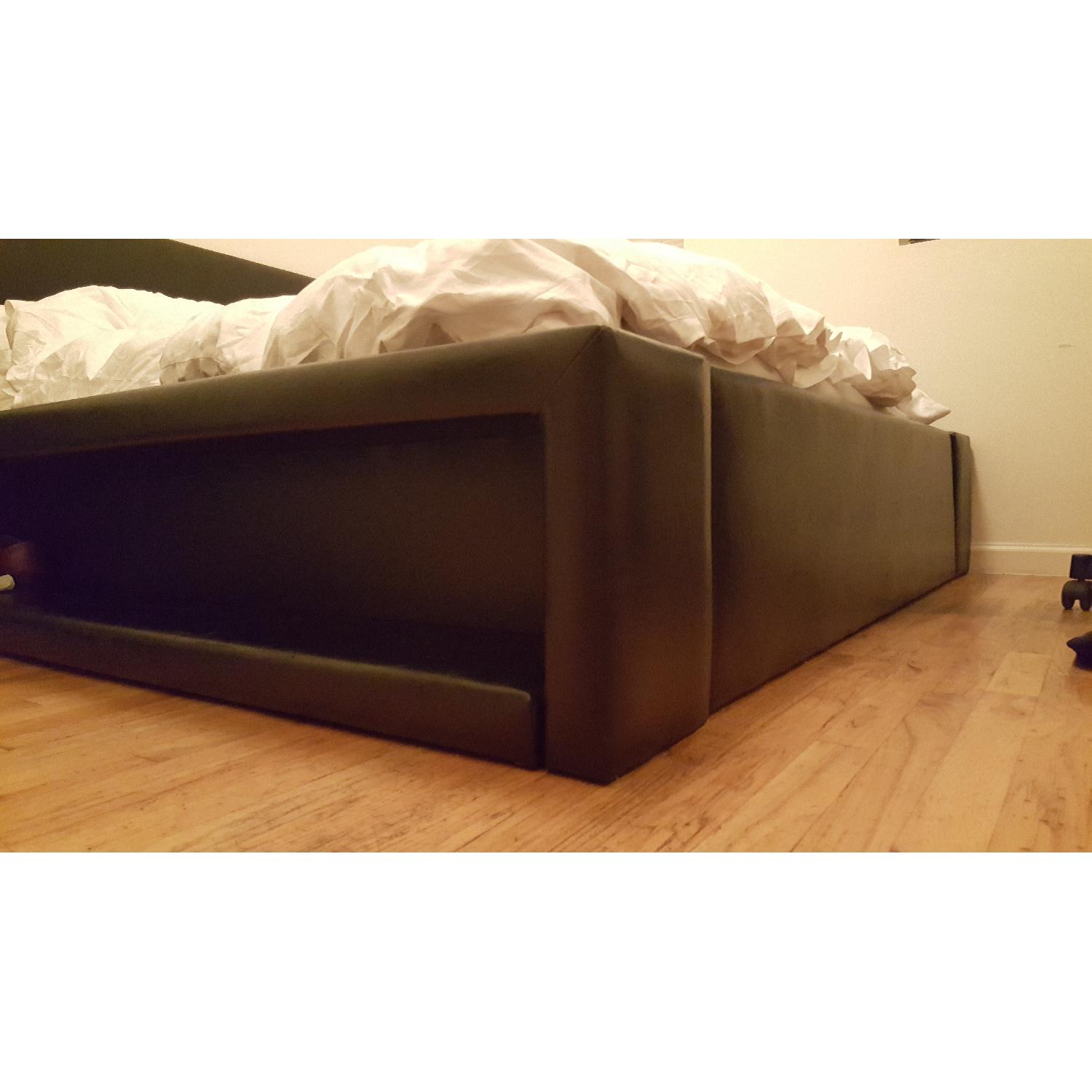 Anabella Black Bonded Leather Queen Bed Frame AptDeco