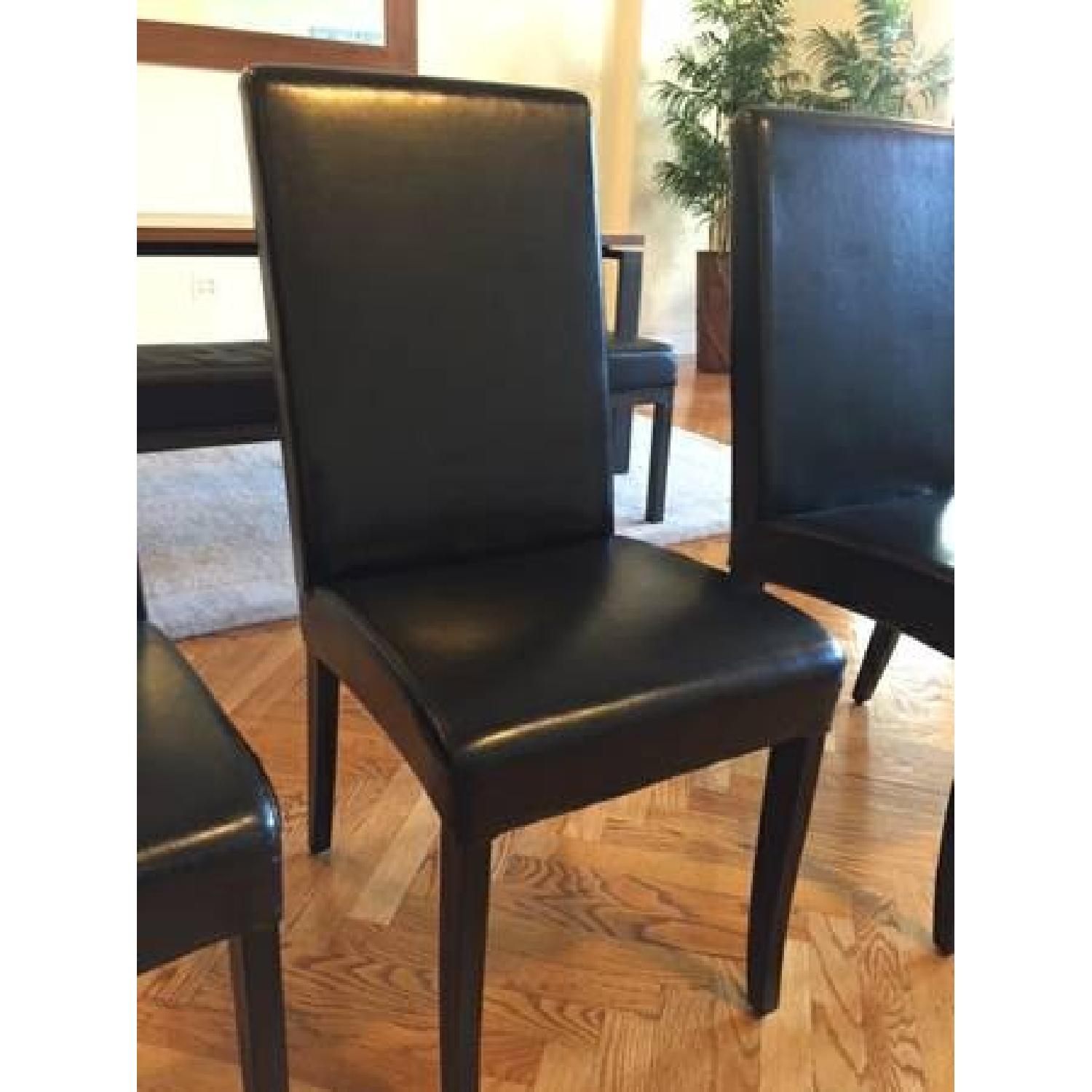 Black Faux Leather Dining Chairs - Set of 4 - image-3