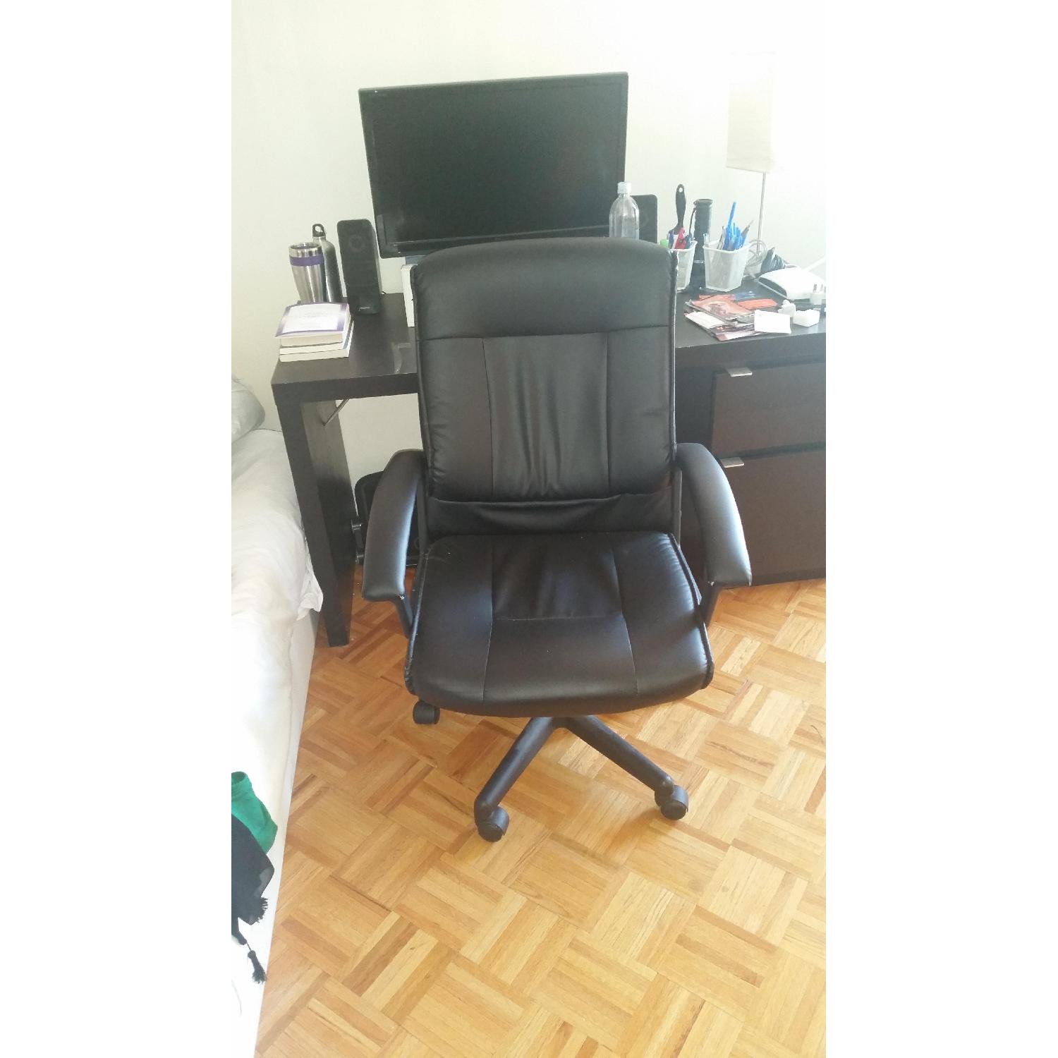 Ikea Black Wood Desk w/ Managers Chair - image-2