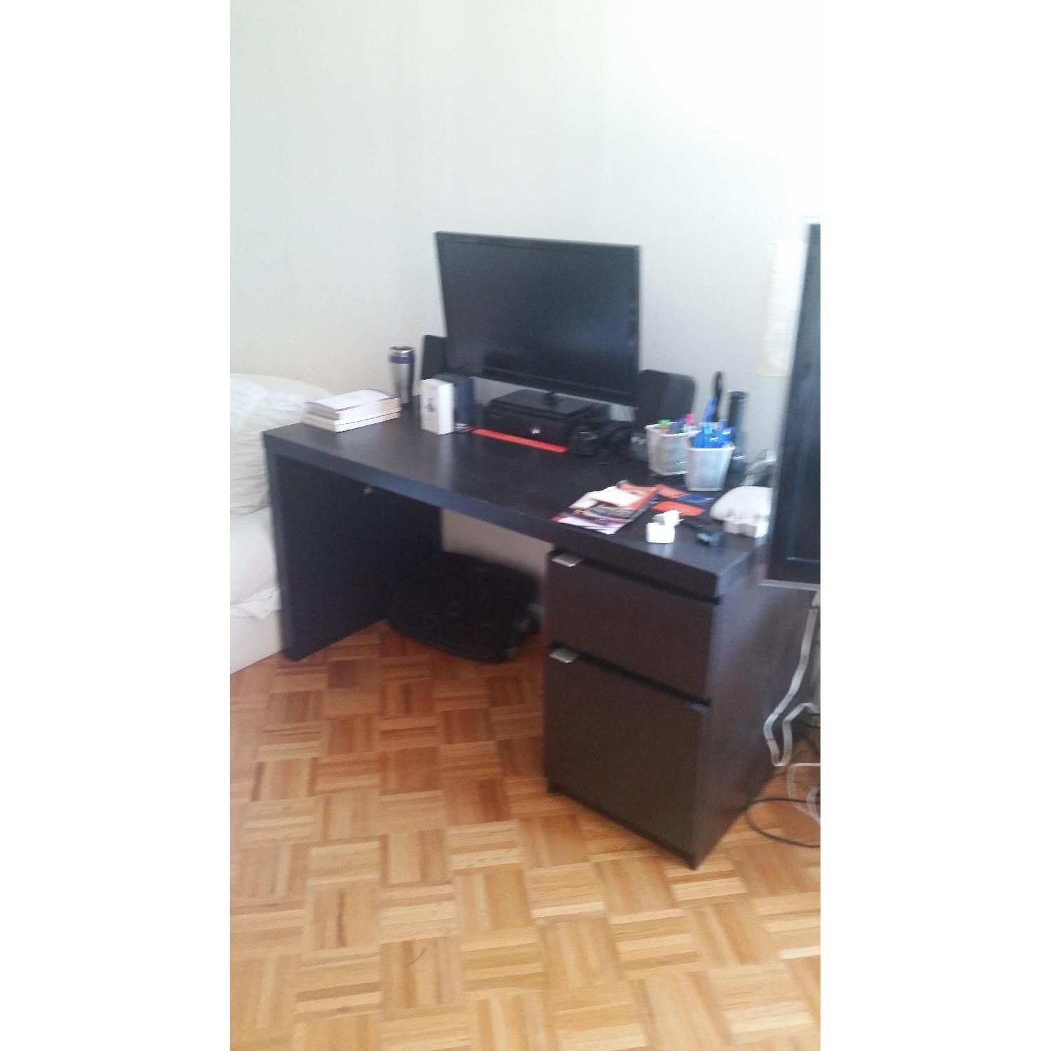 Ikea Black Wood Desk w/ Managers Chair - image-3