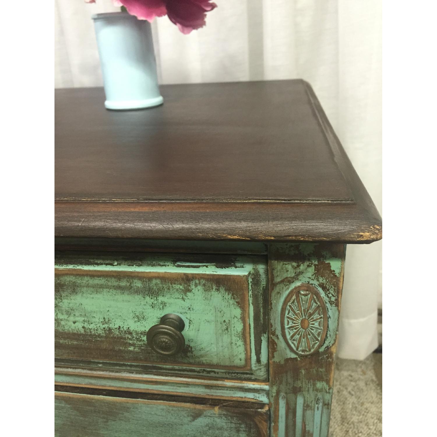 Bohemian Turquoise Weathered Shabby Chic Victorian Dresser & Mirror Set - image-3