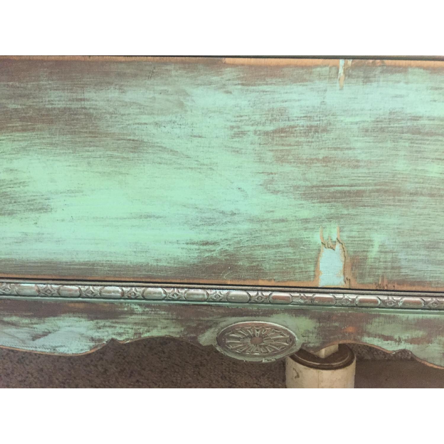 Bohemian Turquoise Weathered Shabby Chic Victorian Dresser & Mirror Set - image-6