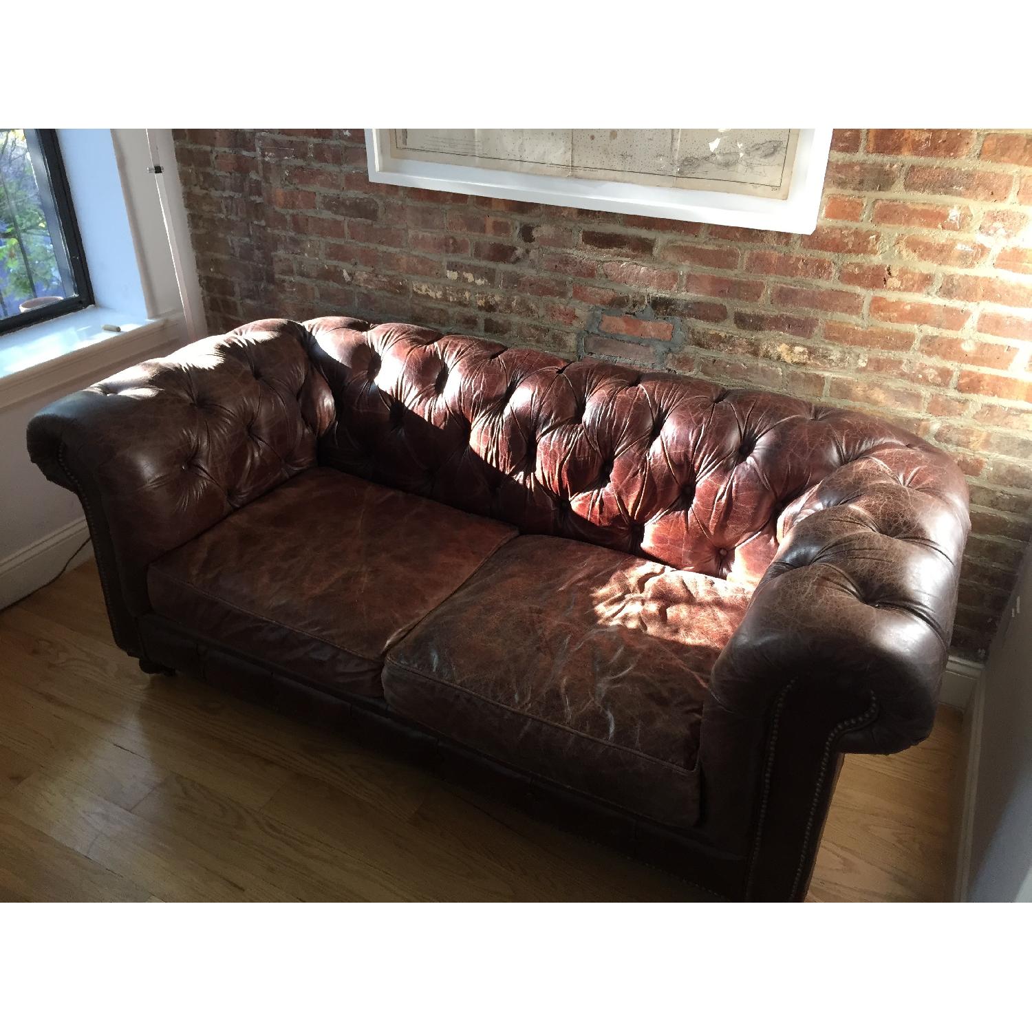 Restoration Hardware Petite Kensington Chesterfield Style Leather