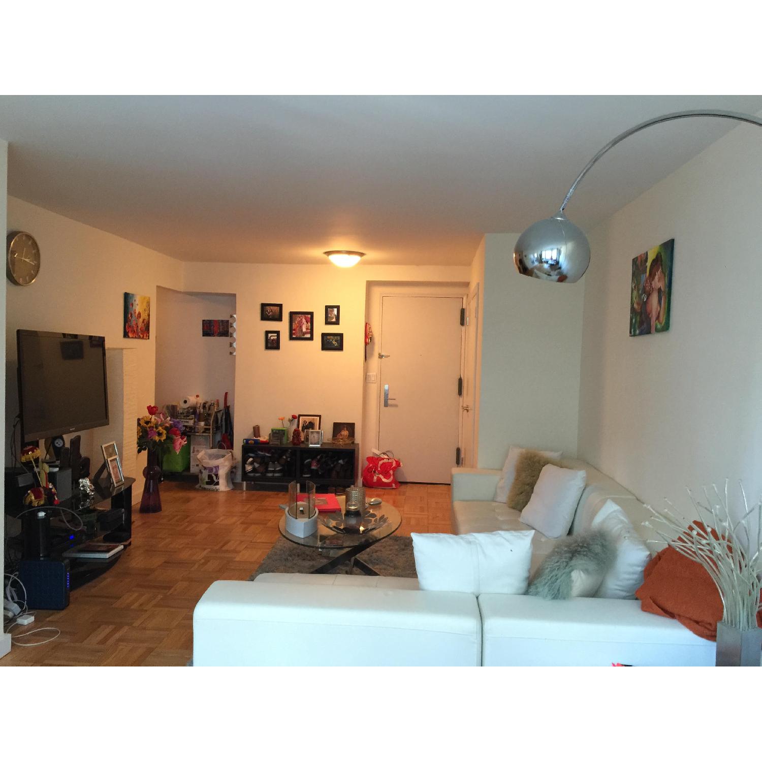 Modani White Leather Sectional Couch - image-2