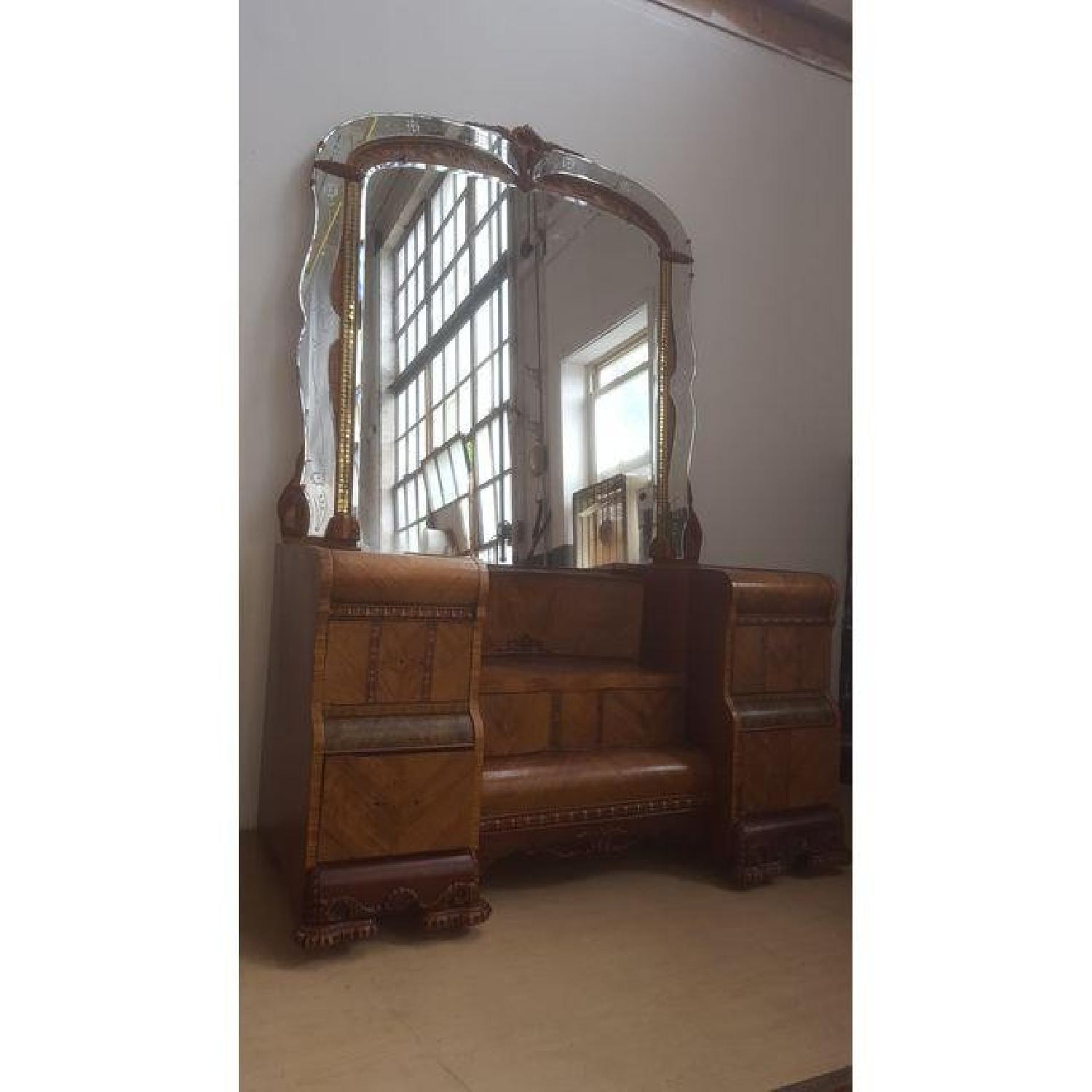 Vintage Art Deco Waterfall Vanity w/ Mirror - image-3