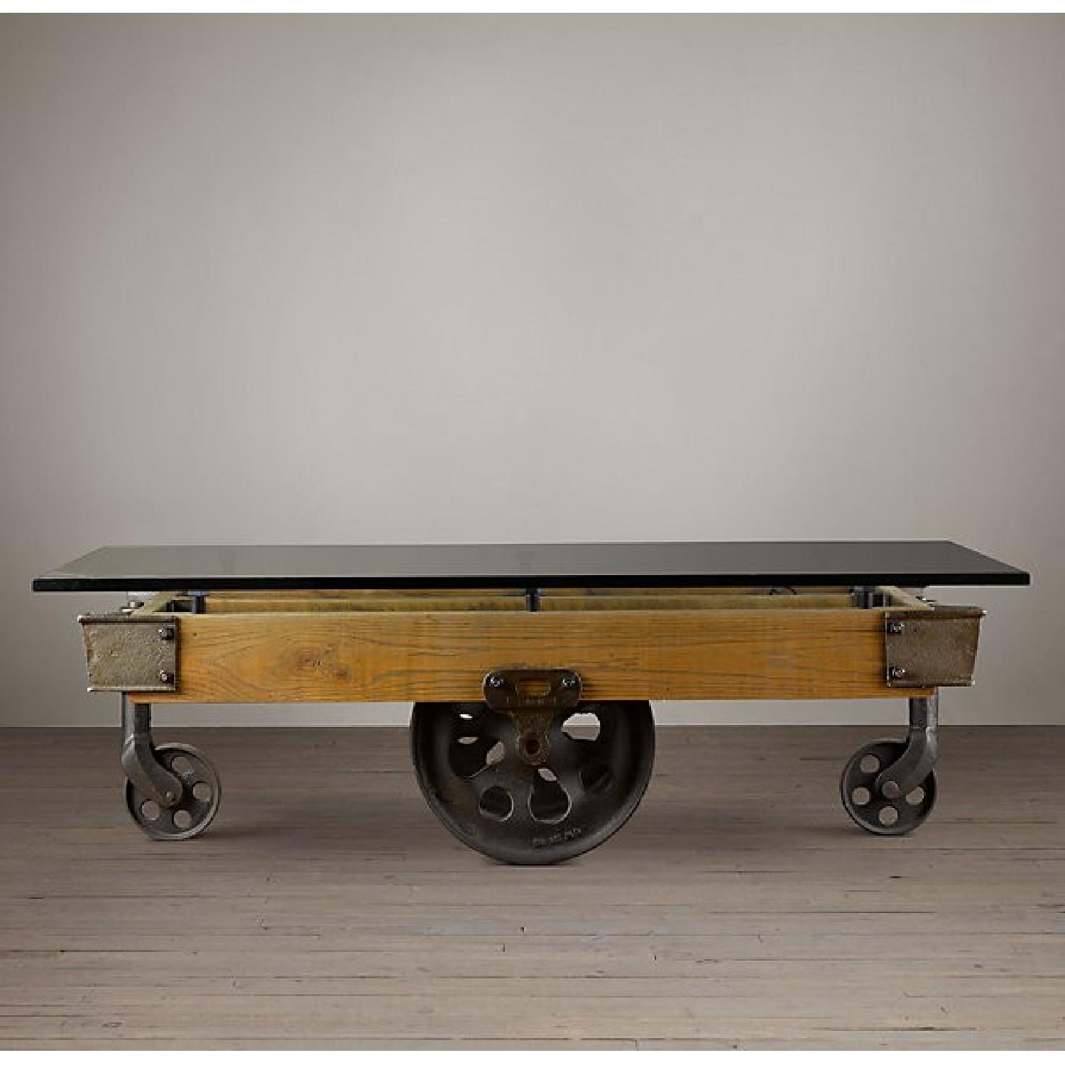 Restoration Hardware Glass Top Furniture Factory Cart/Coffee Table - image-4