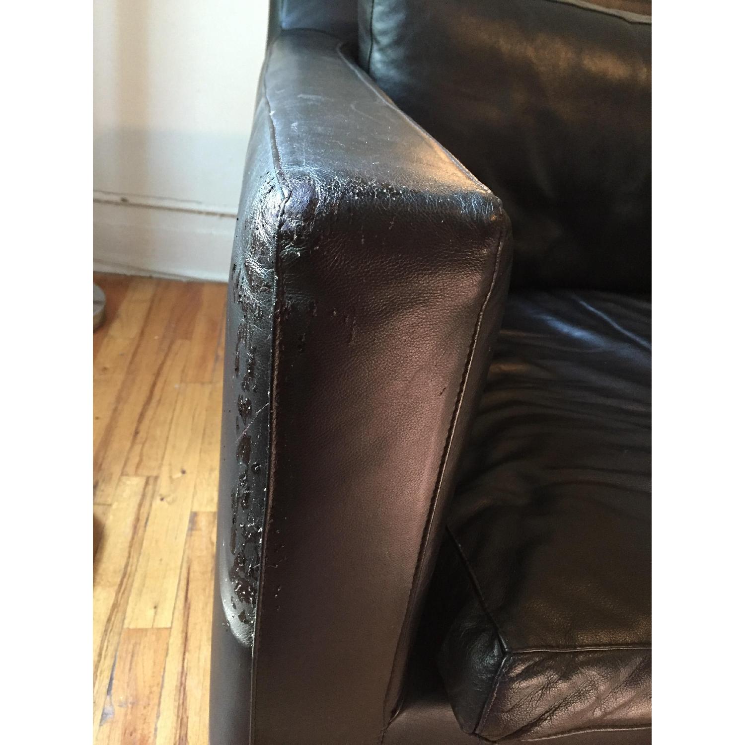 Black Leather Down Filled Sofa AptDeco