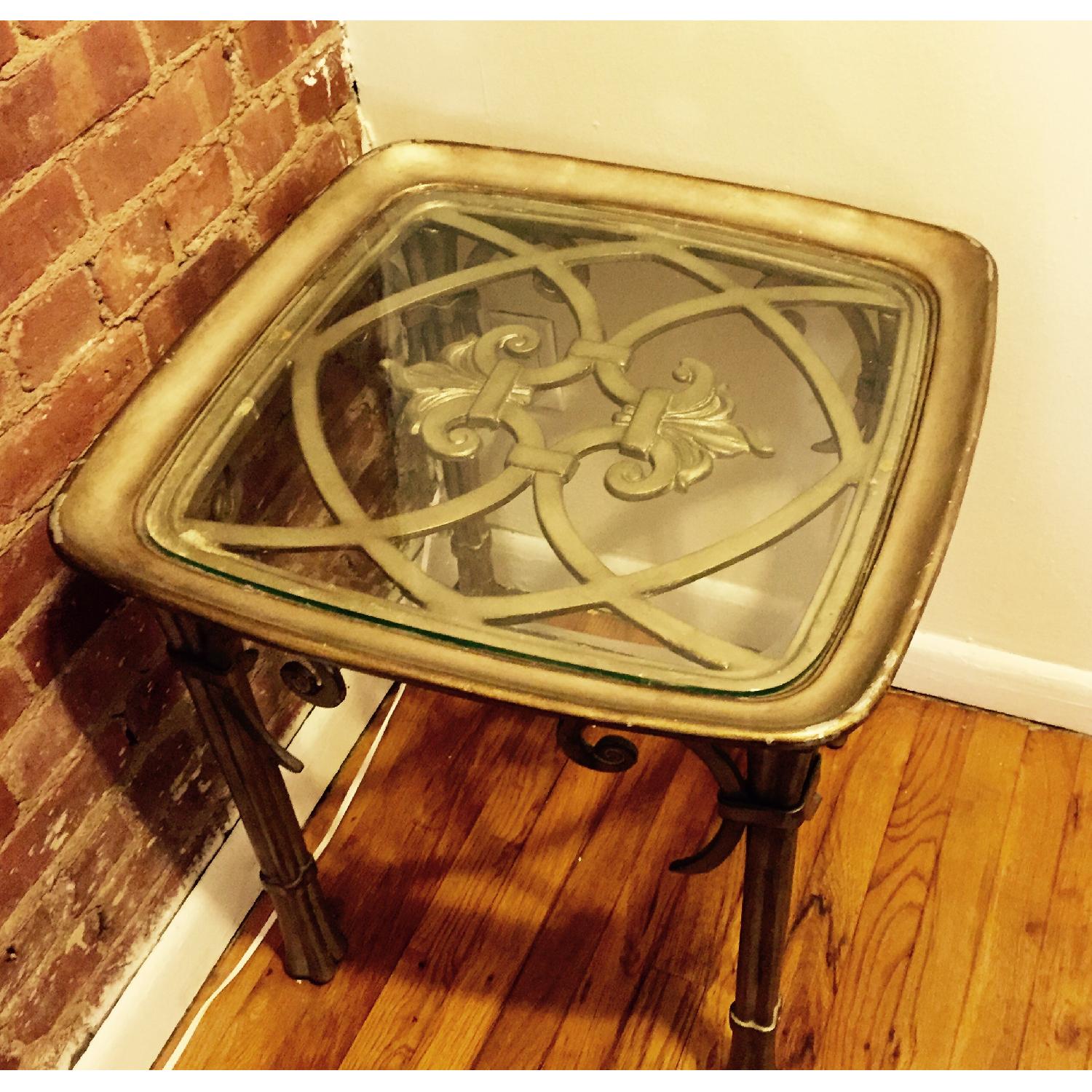 Antique Glass Top Side Table - image-2