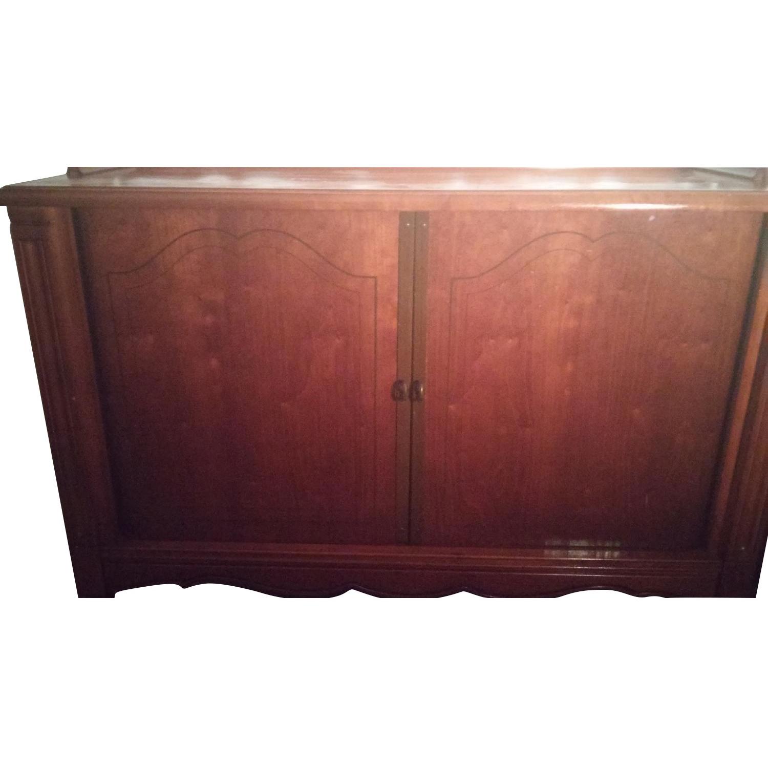 Philco Cherry Wood Credenza w/ Hidden Storage AptDeco