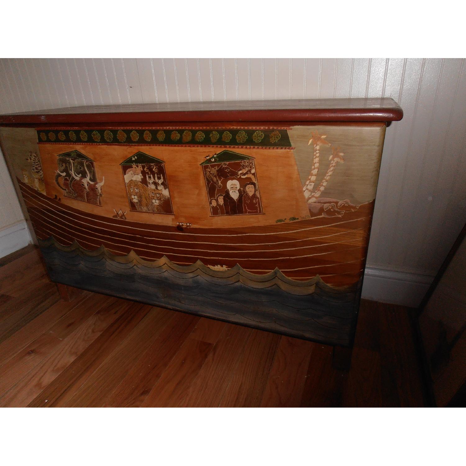 Hand-Painted Wood Storage Trunk - image-1