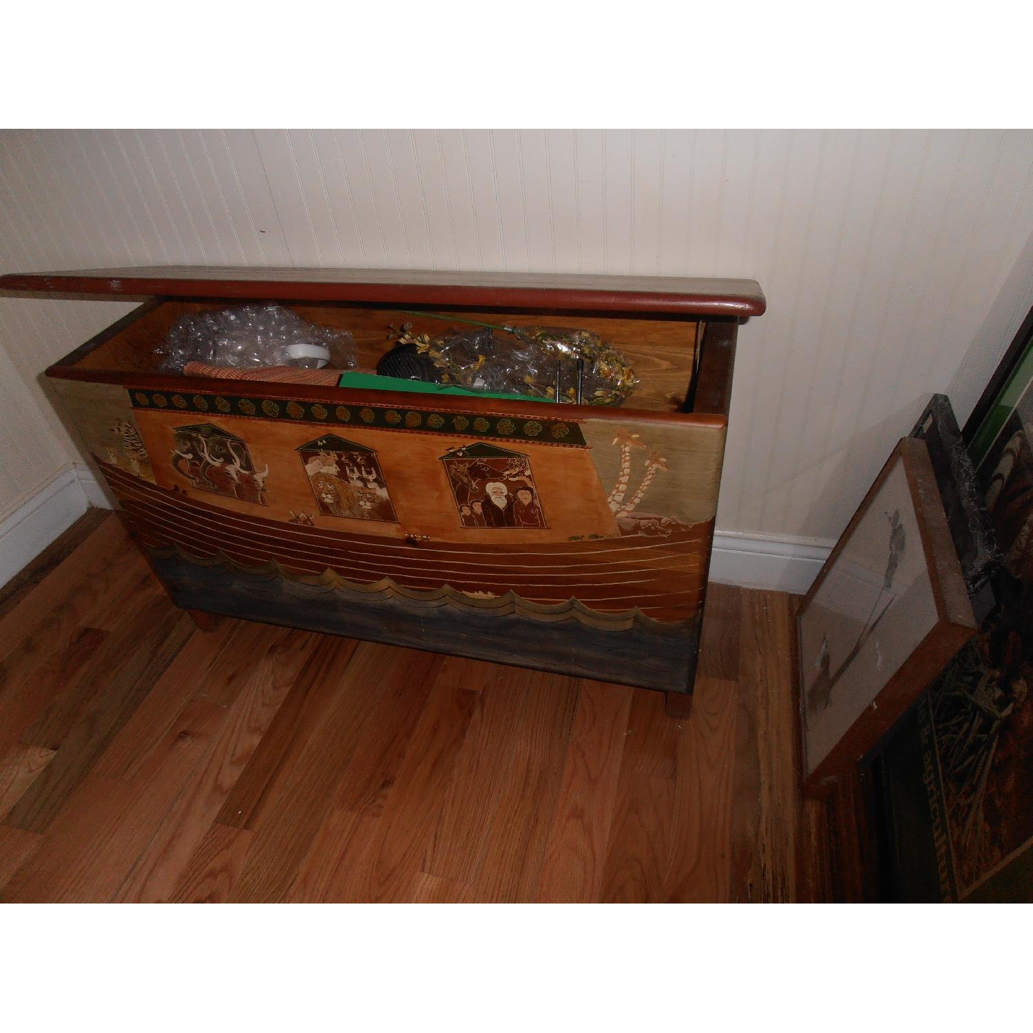Hand-Painted Wood Storage Trunk - image-2