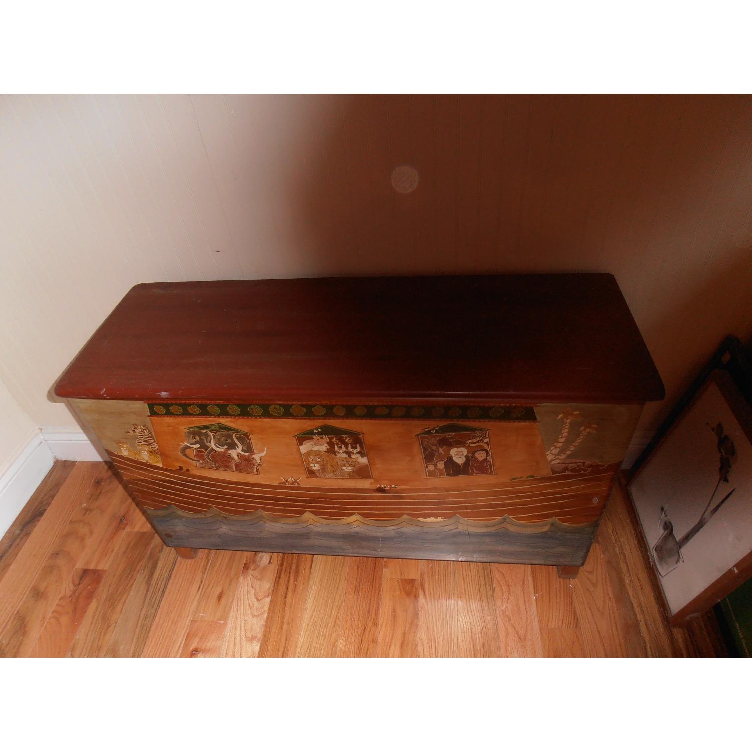 Hand-Painted Wood Storage Trunk - image-3