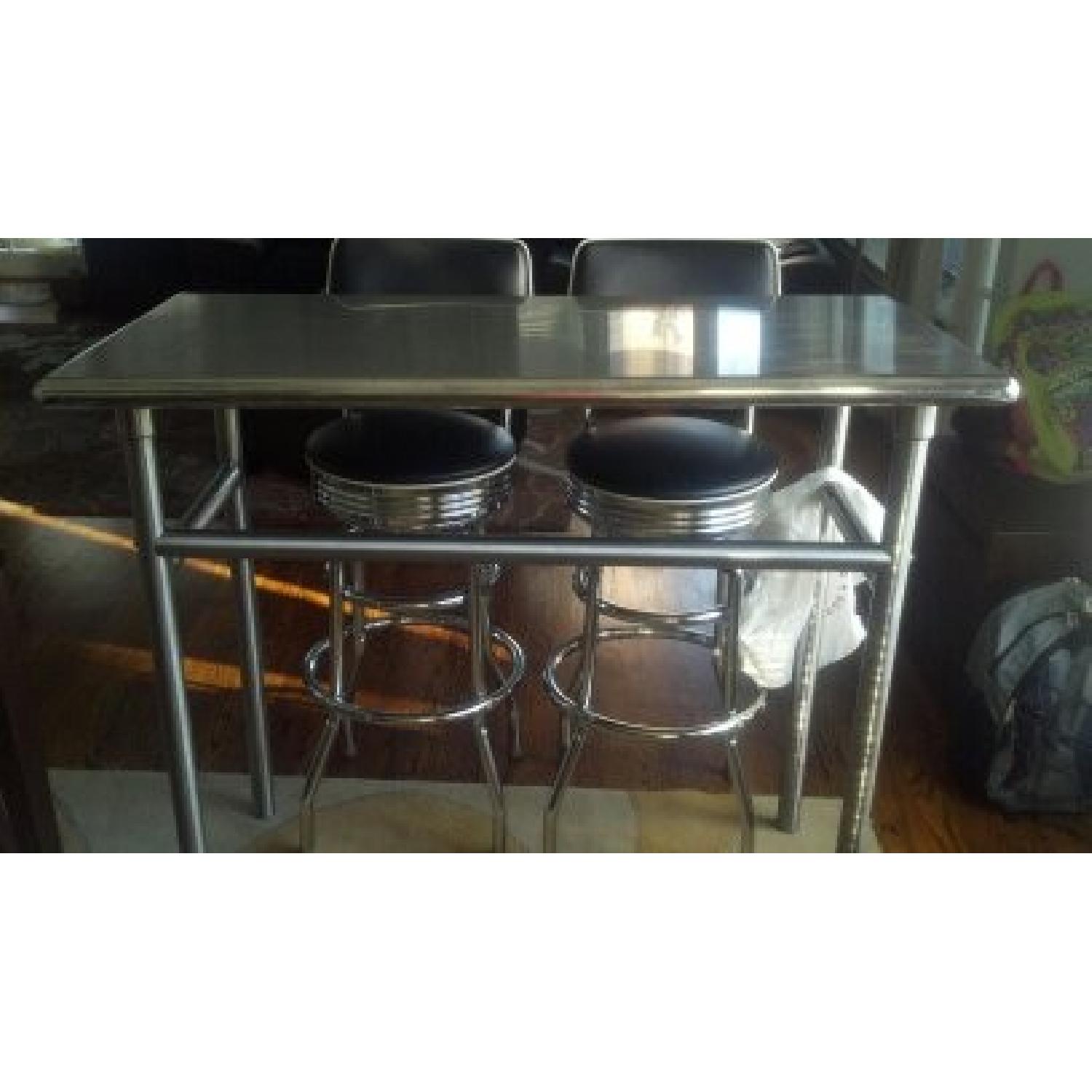 Stainless Steel Table w/ 2 Stools - image-2