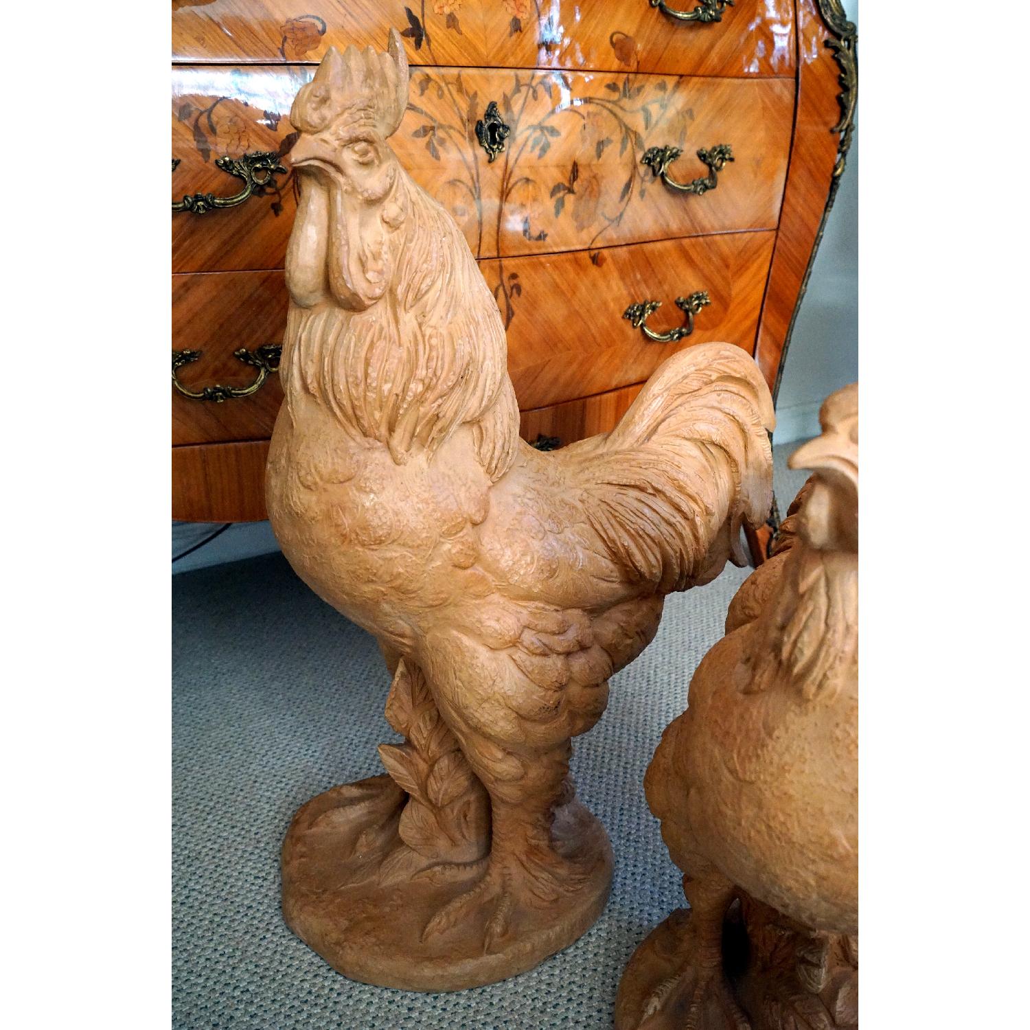 Rooster and Hen Clay Sculpture - Pair - image-4