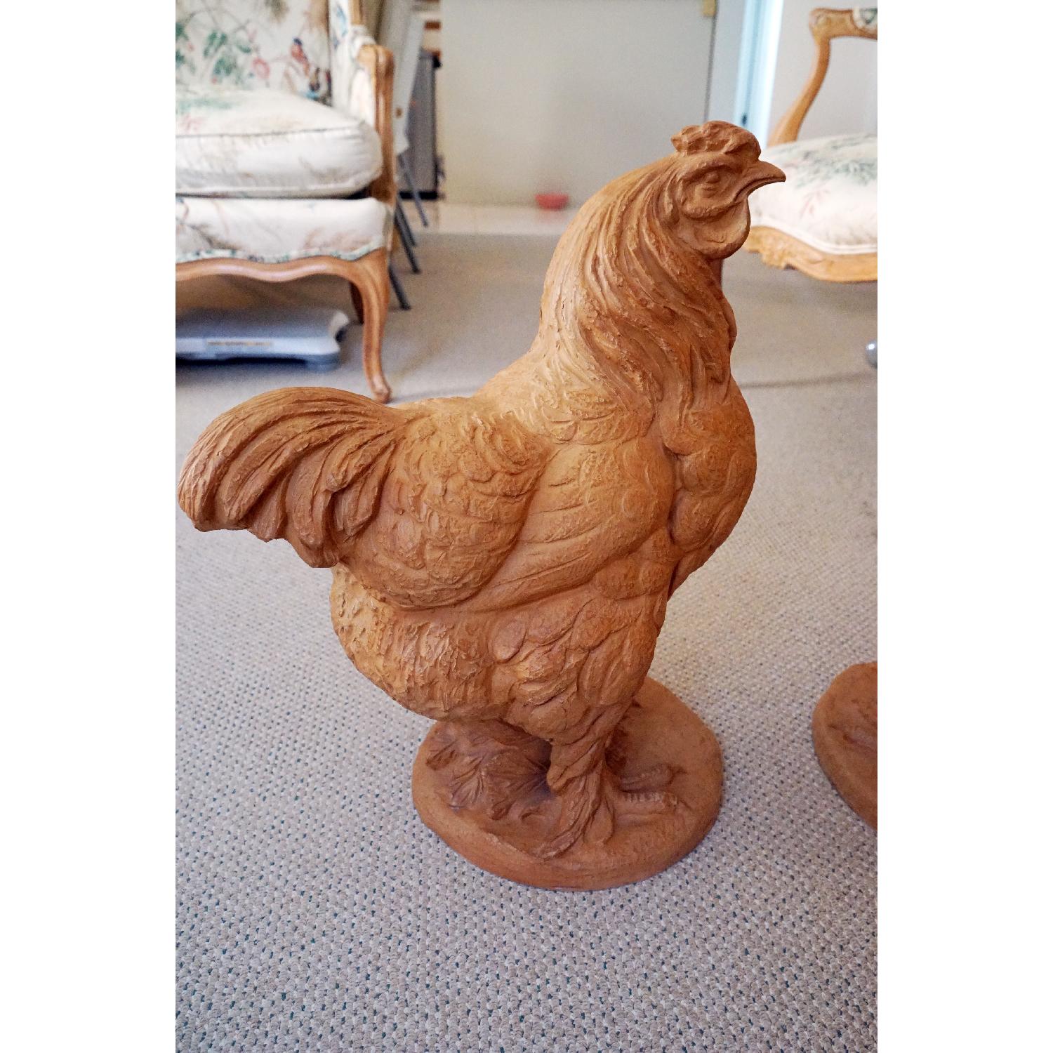 Rooster and Hen Clay Sculpture - Pair - image-5