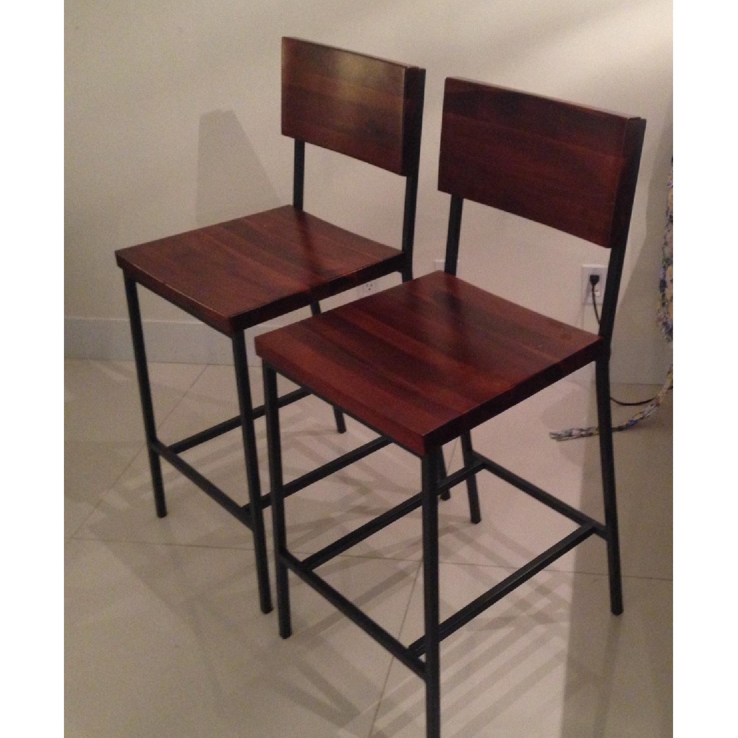 West Elm Rustic Counter Stools - Pair - image-3
