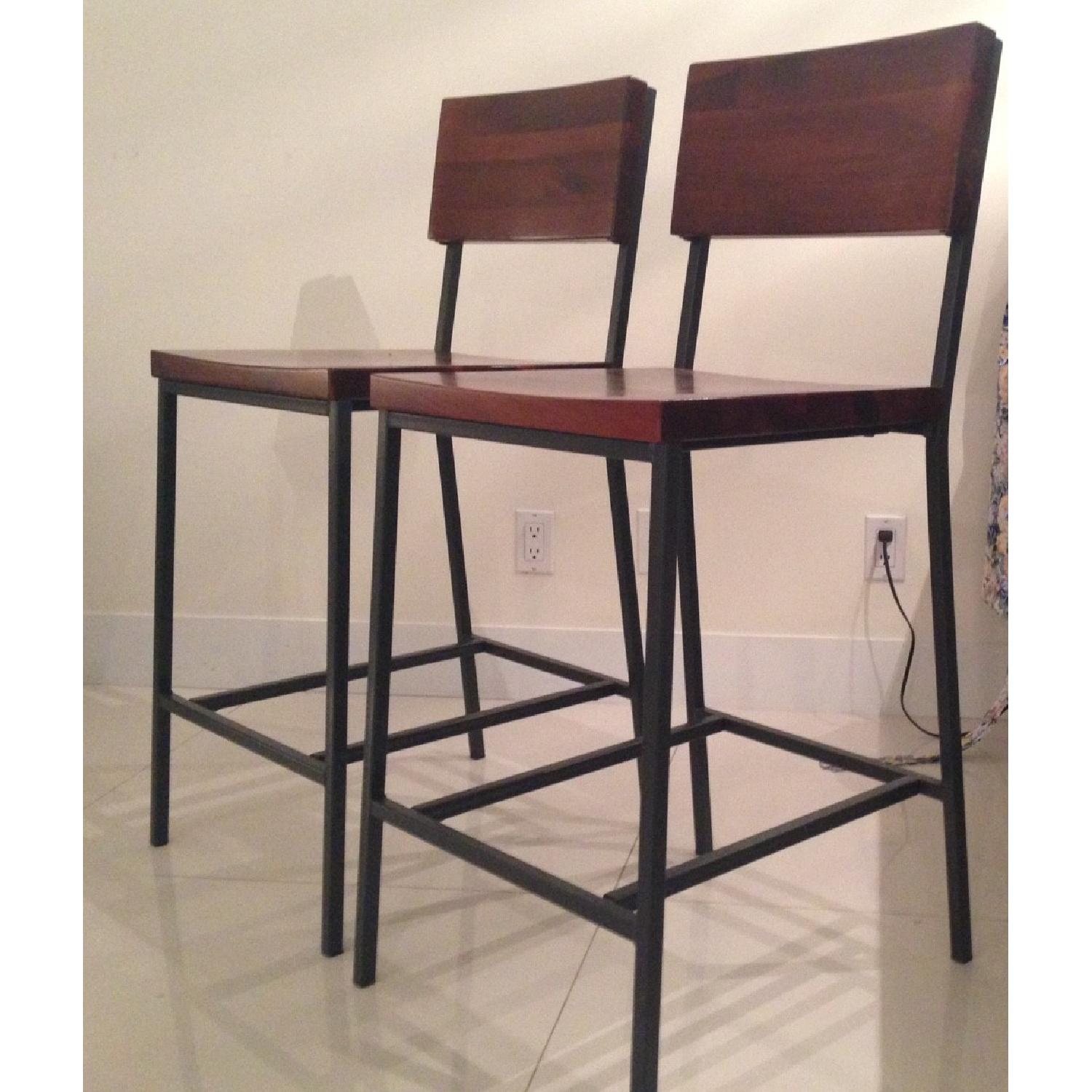 West Elm Rustic Counter Stools - Pair - image-4
