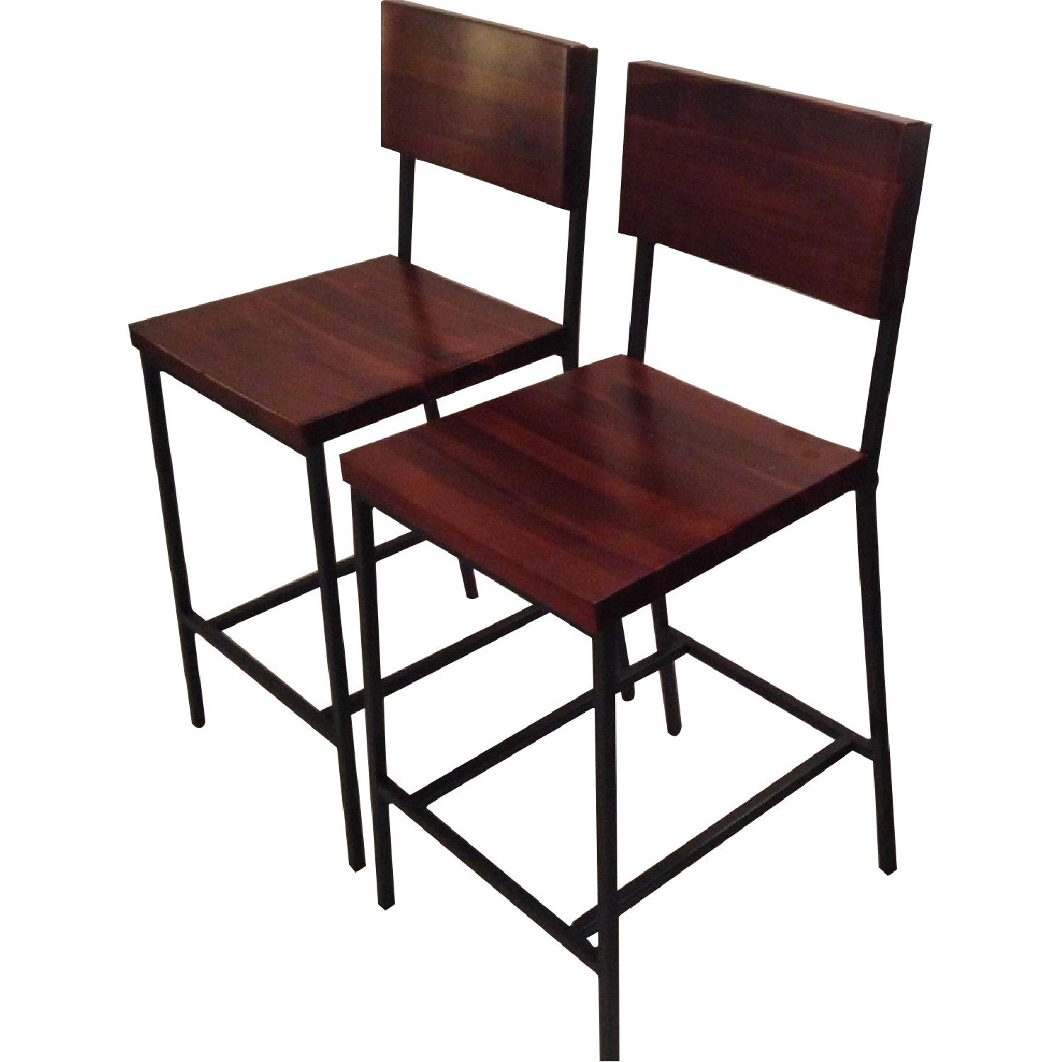 West Elm Rustic Counter Stools - Pair - image-0