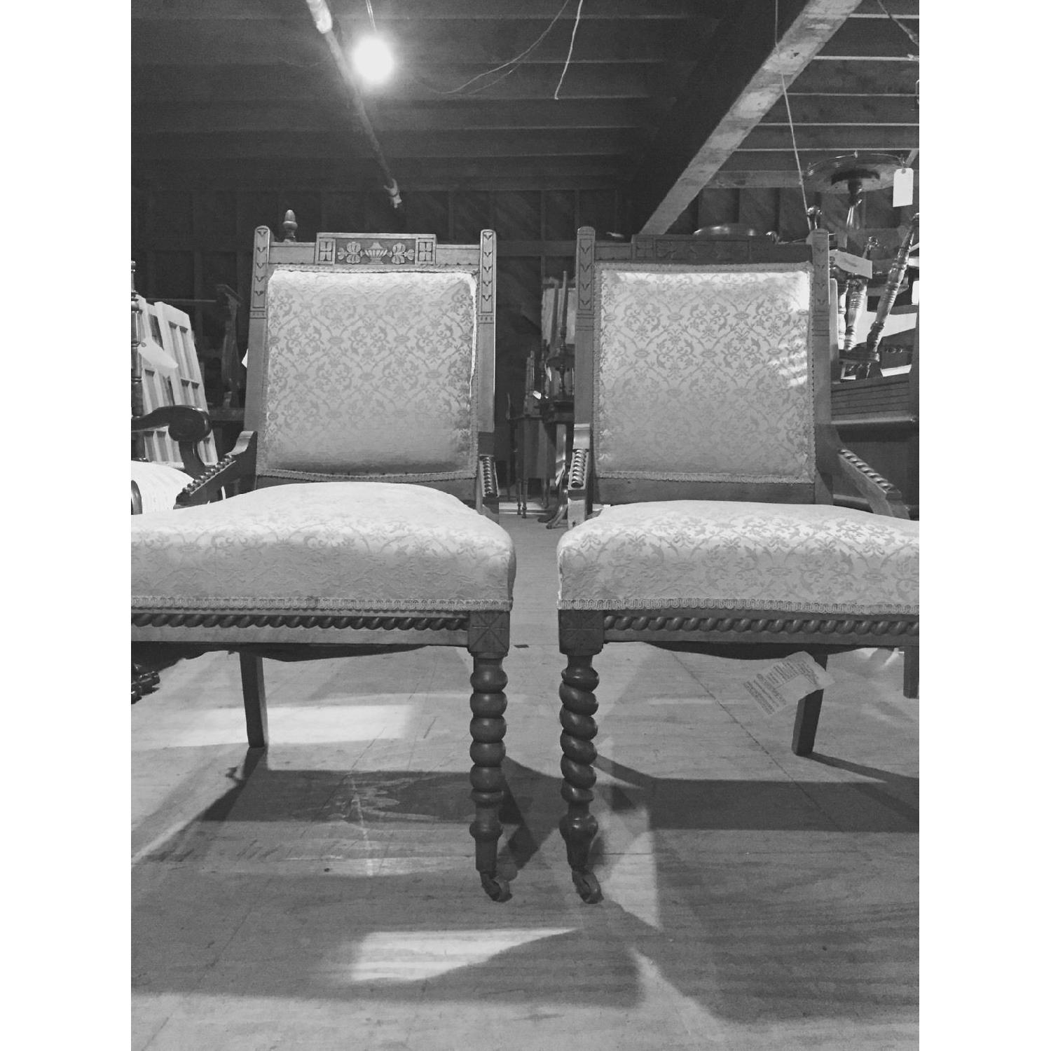 Antique Victorian Rope Twist Upholstered Chairs - Pair - image-1