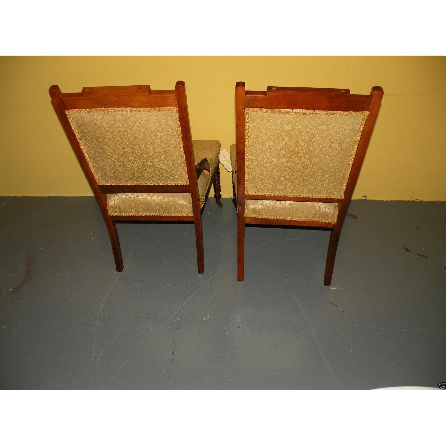 Antique Victorian Rope Twist Upholstered Chairs - Pair - image-3