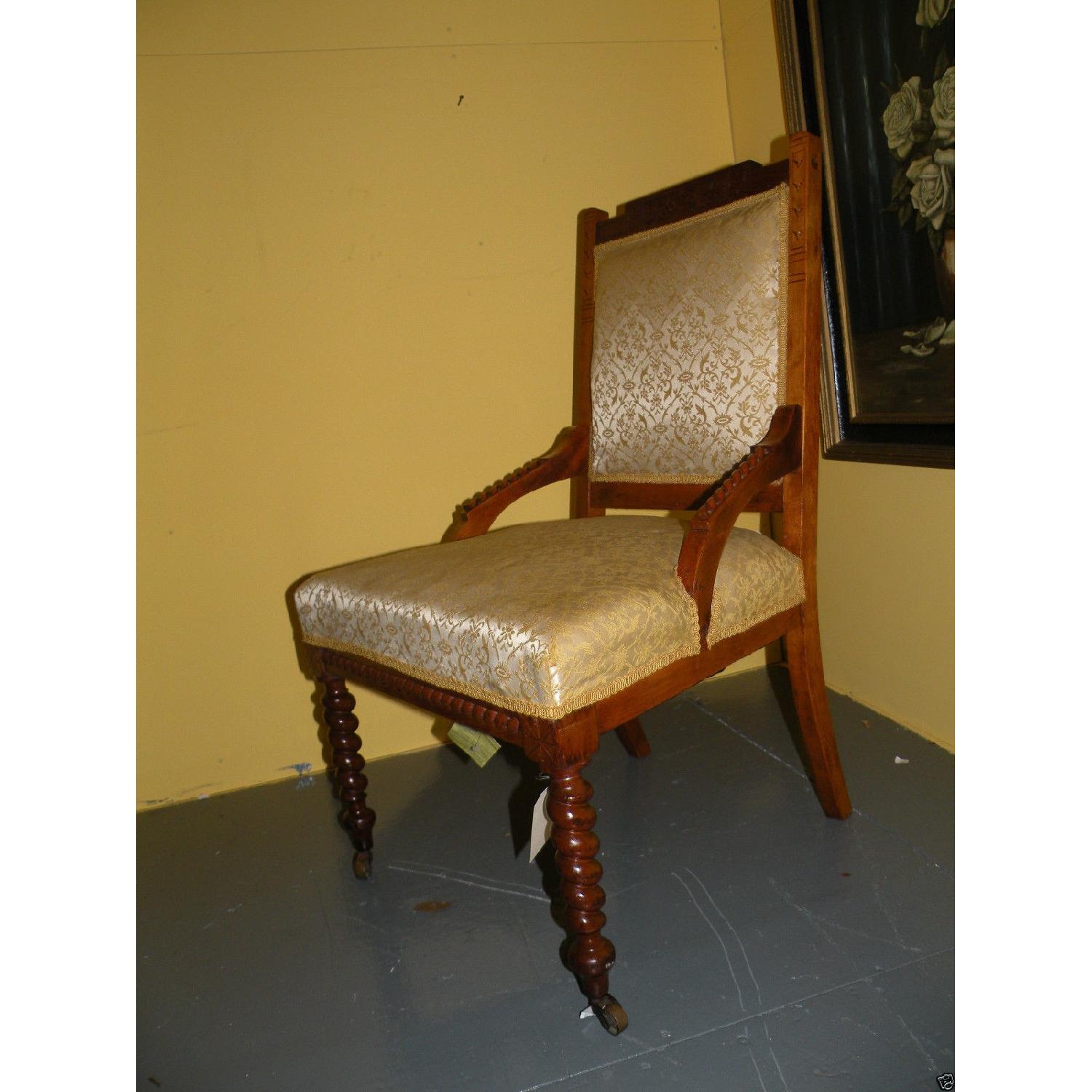 Antique Victorian Rope Twist Upholstered Chairs - Pair - image-4