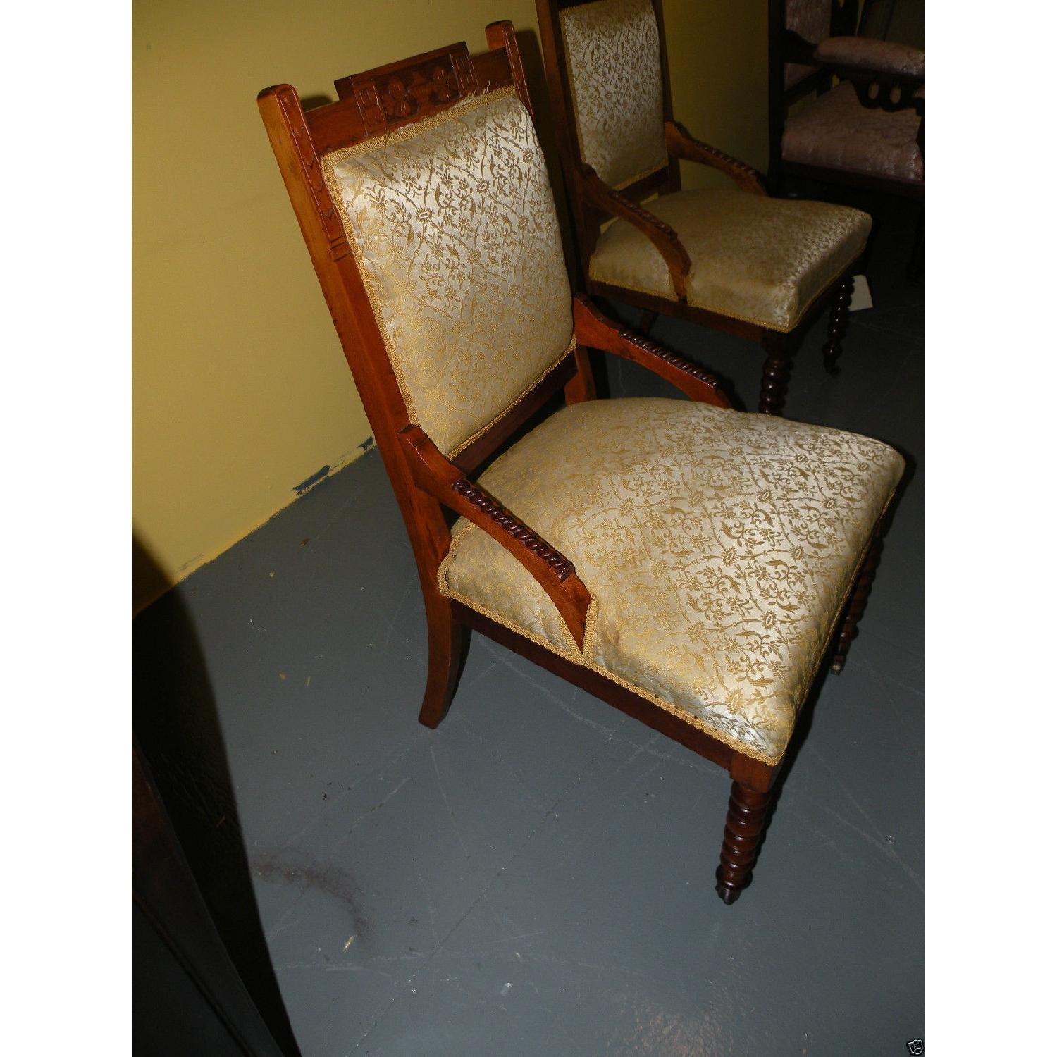 Antique Victorian Rope Twist Upholstered Chairs - Pair - image-5