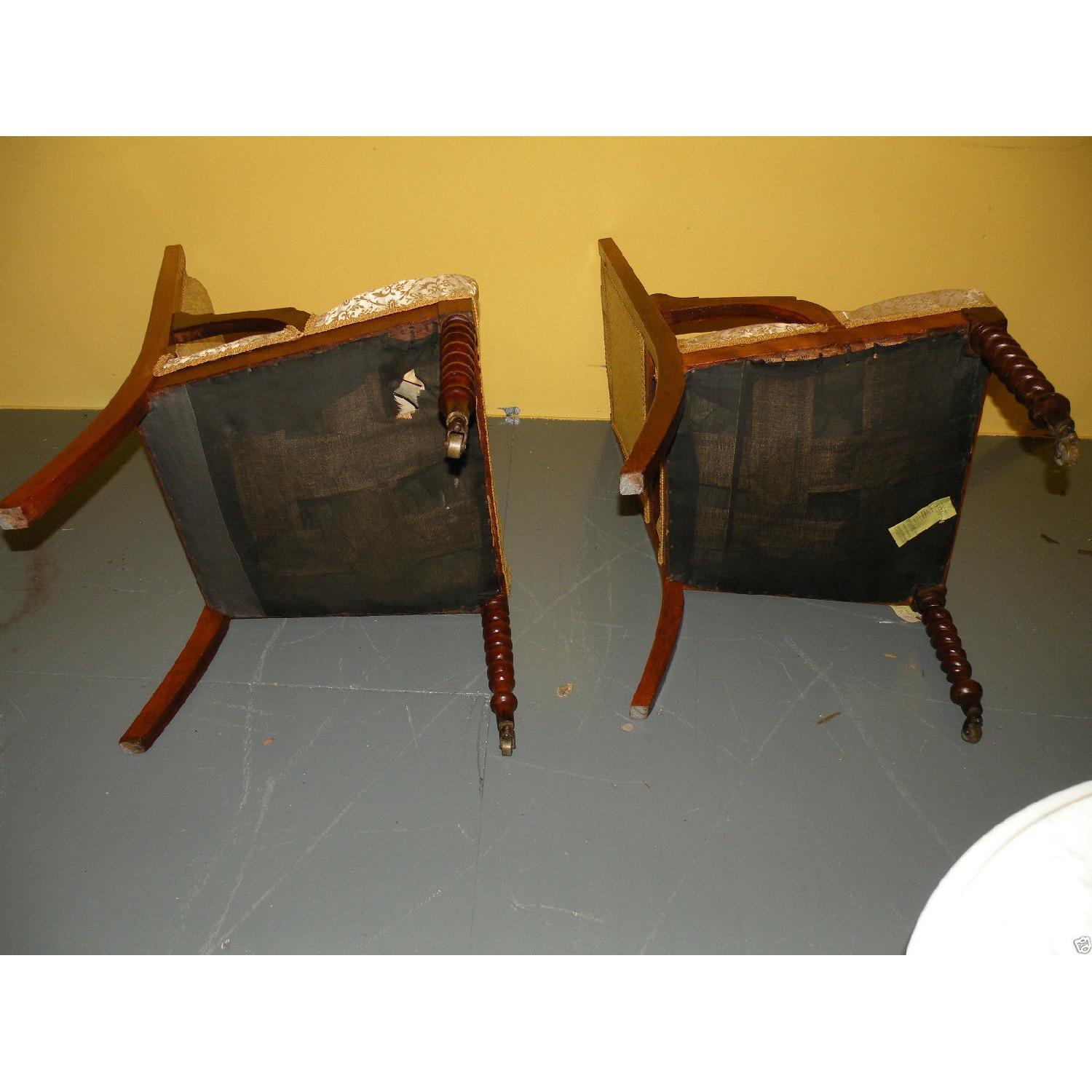 Antique Victorian Rope Twist Upholstered Chairs - Pair - image-6