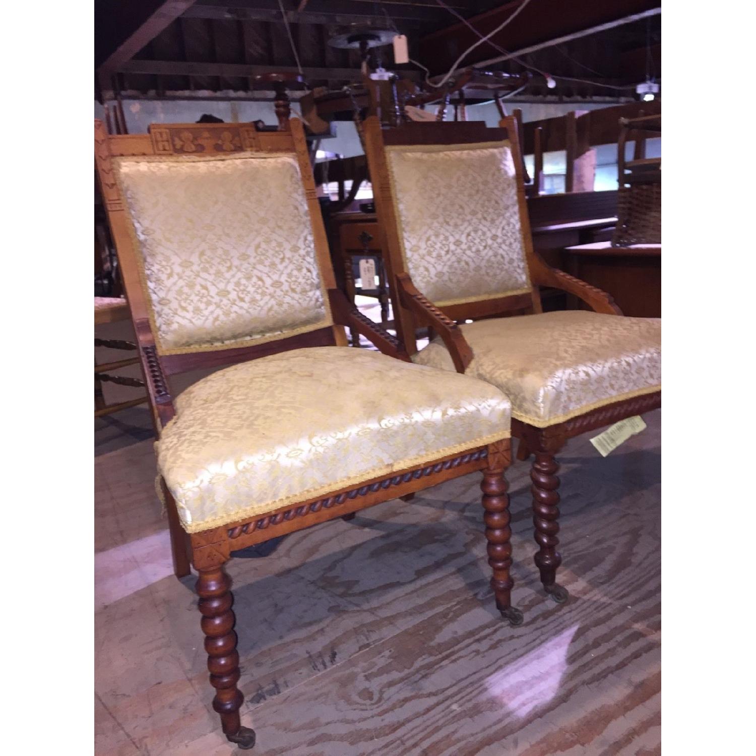 Antique Victorian Rope Twist Upholstered Chairs - Pair - image-7
