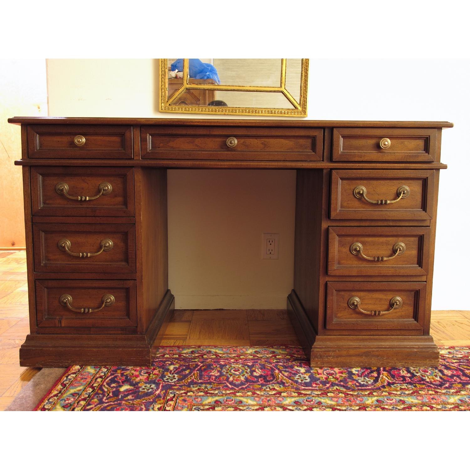George III Style Oak Pedestal Desk - image-1