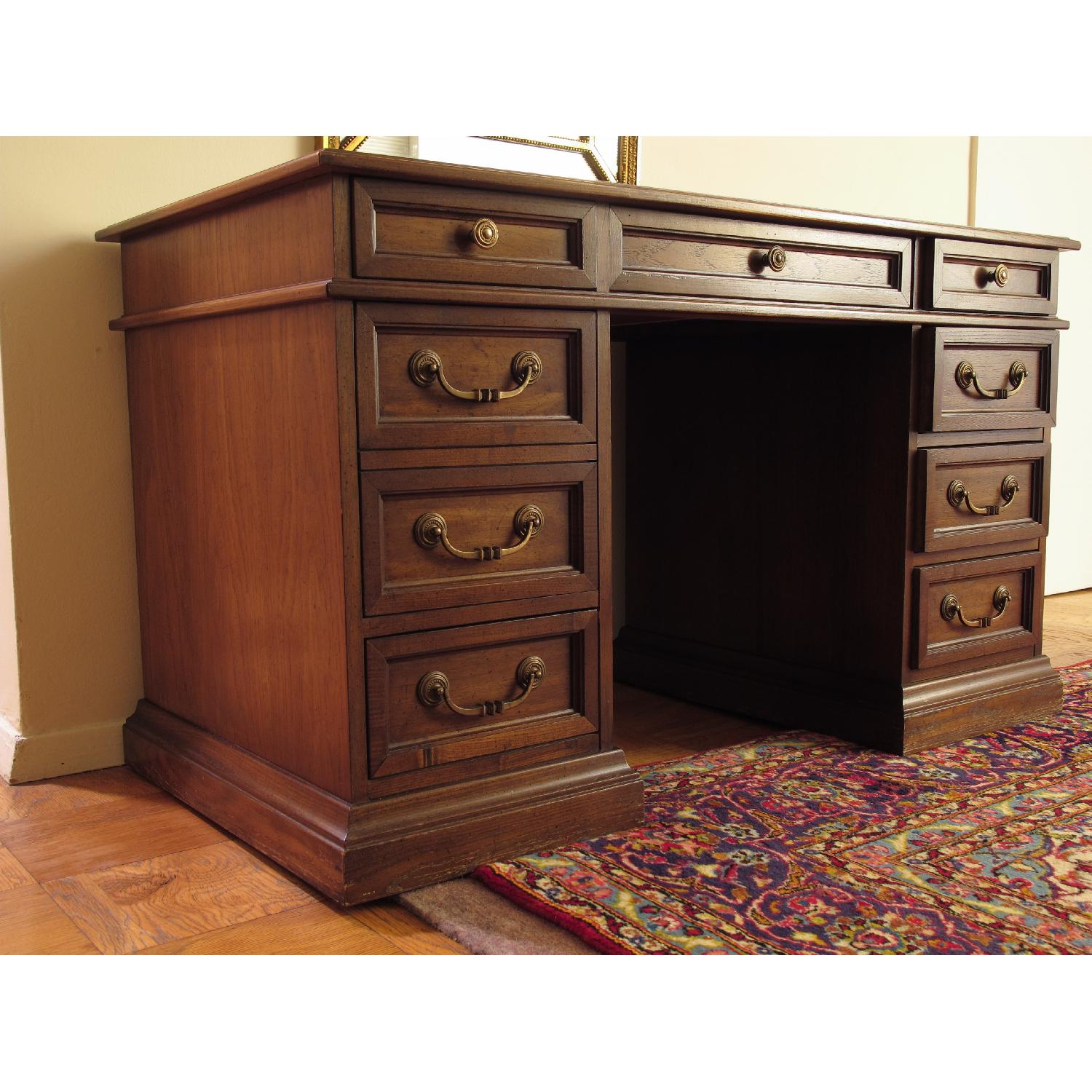 George III Style Oak Pedestal Desk - image-2