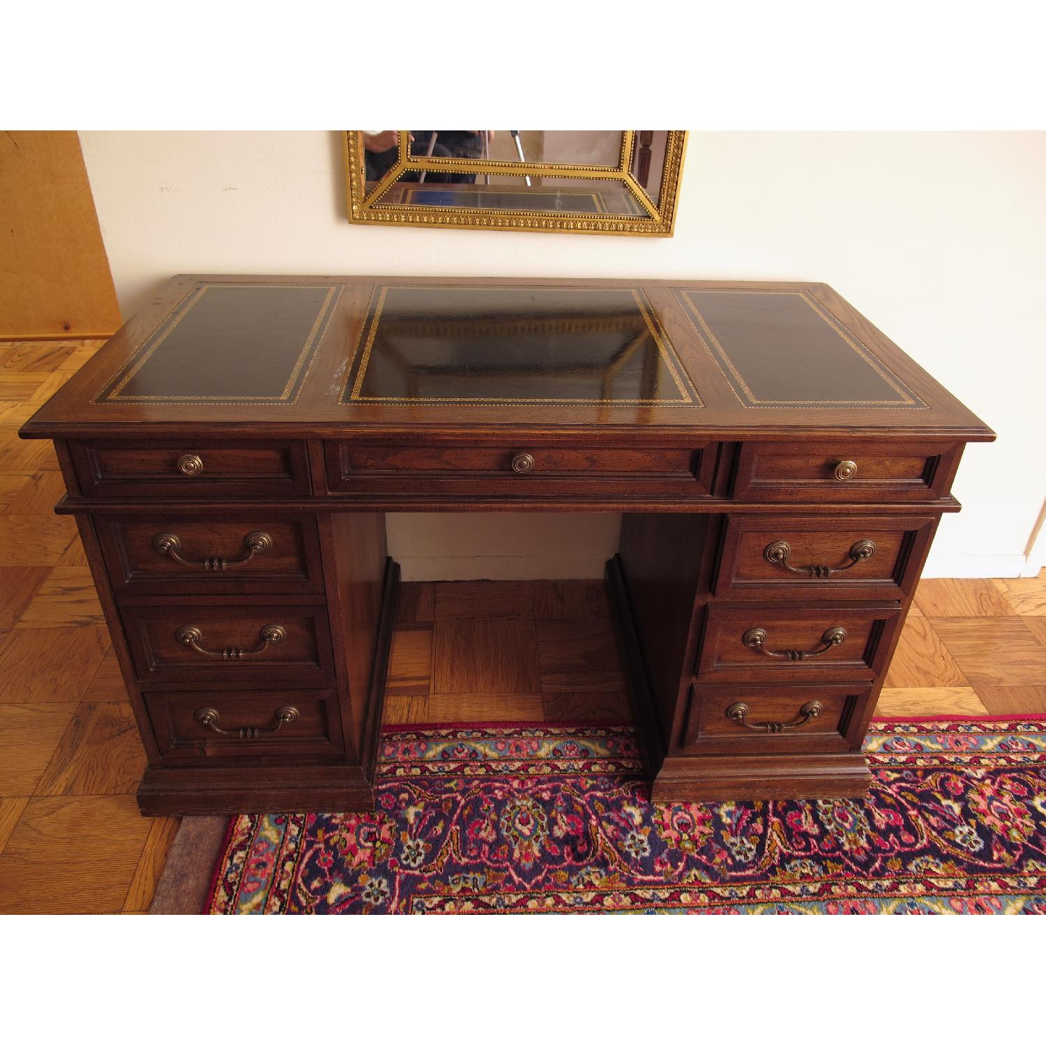 George III Style Oak Pedestal Desk - image-5