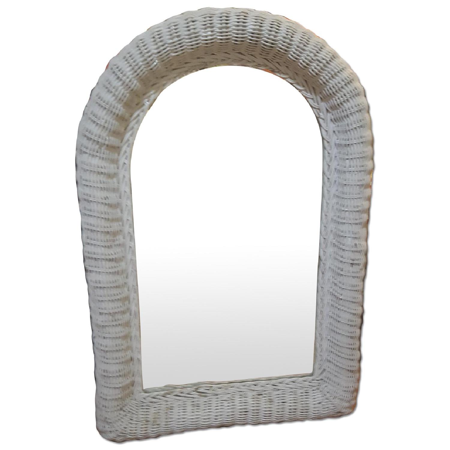 White Wicker Mirror AptDeco