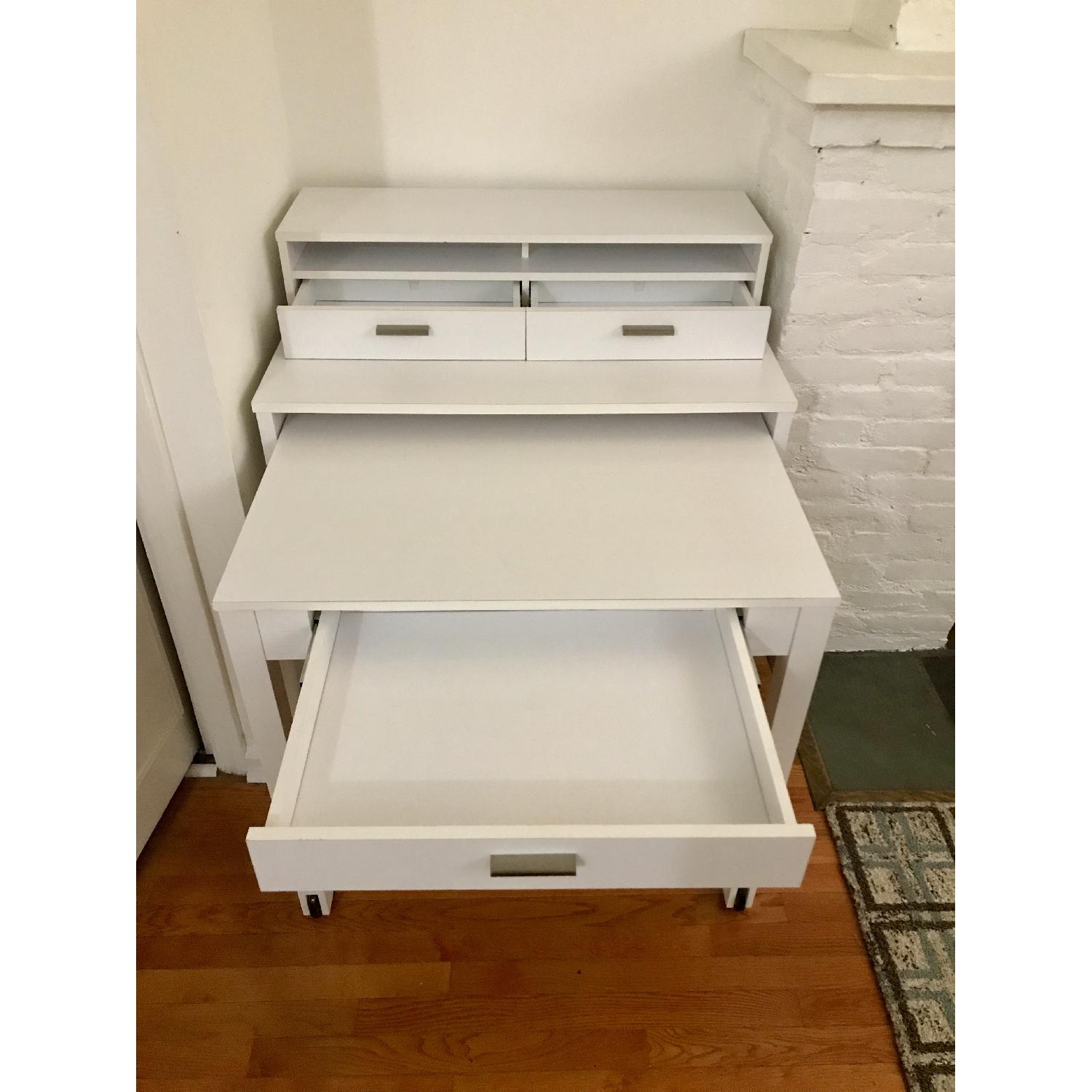 Container Store White Solid Wood Roll-Out Desk - image-3