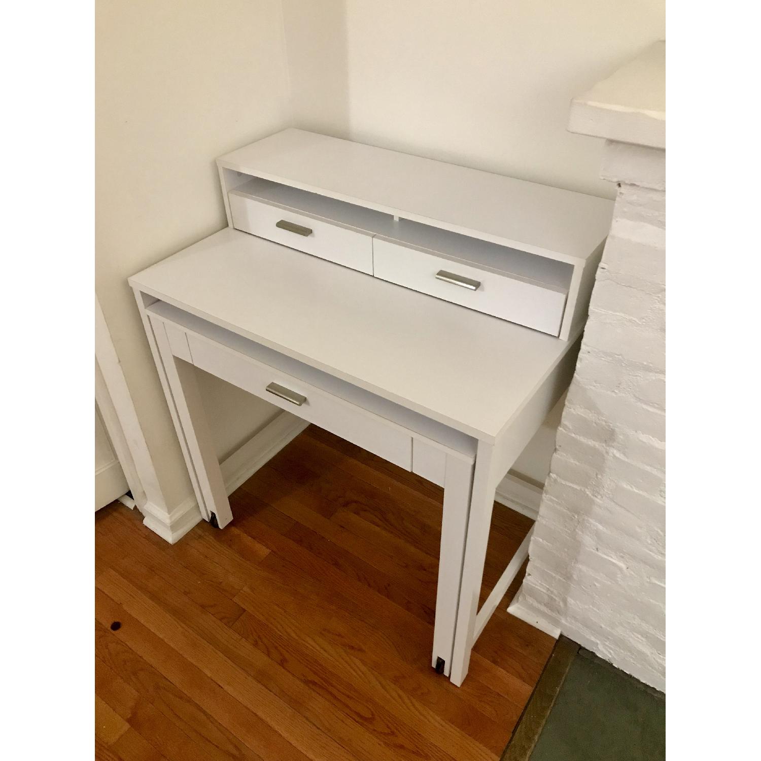 Container Store White Solid Wood Roll-Out Desk - image-5