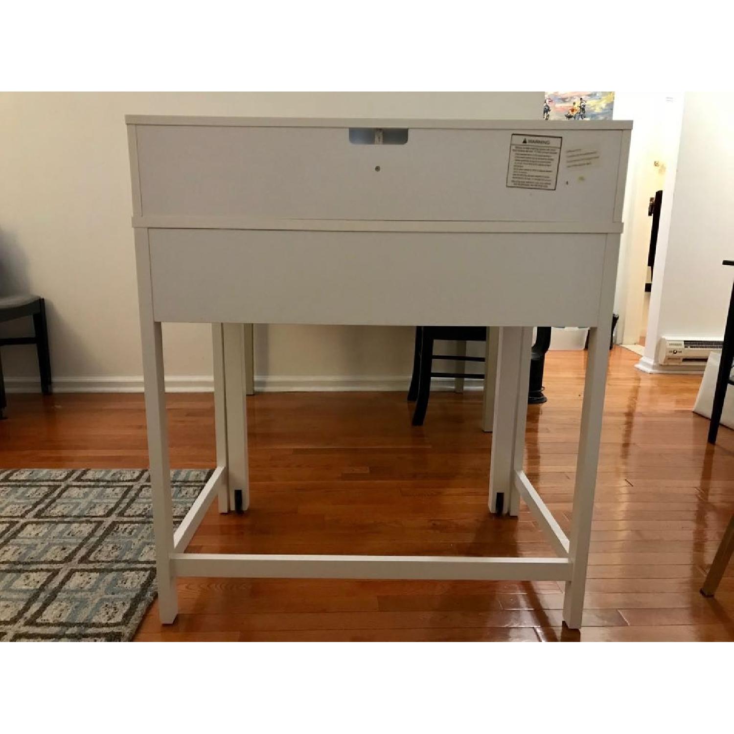 Container Store White Solid Wood Roll-Out Desk - image-6