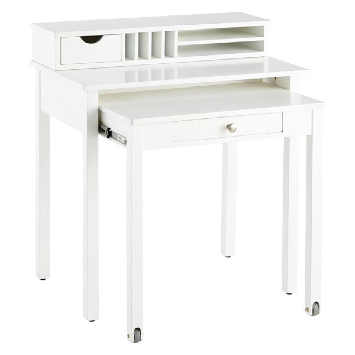 Container Store White Solid Wood Roll-Out Desk - image-0