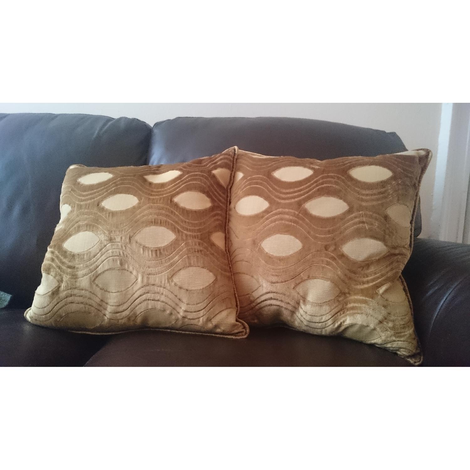 Pier 1 Gold Velour, Feather-Stuffed Pillow - image-1