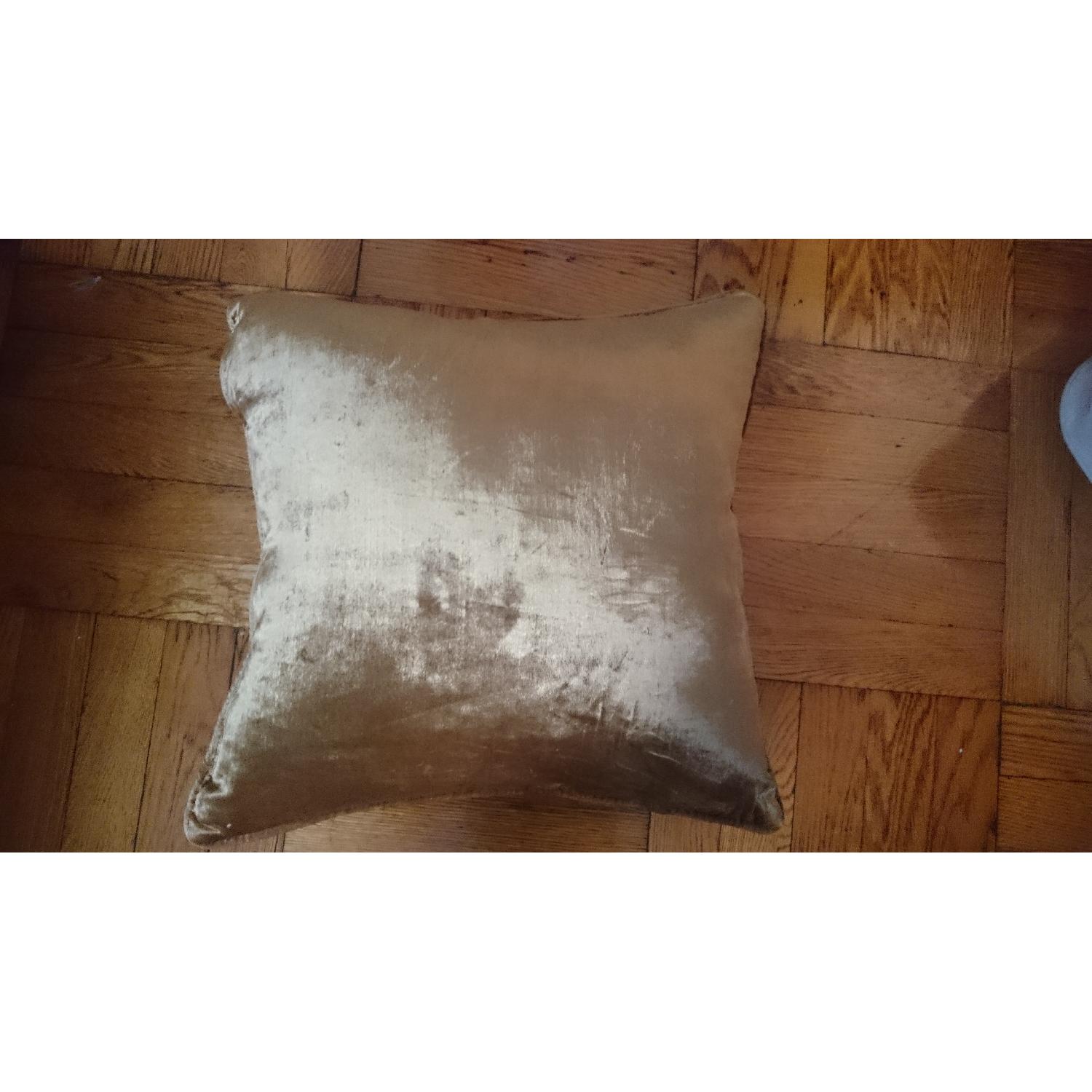 Pier 1 Gold Velour, Feather-Stuffed Pillow - image-2