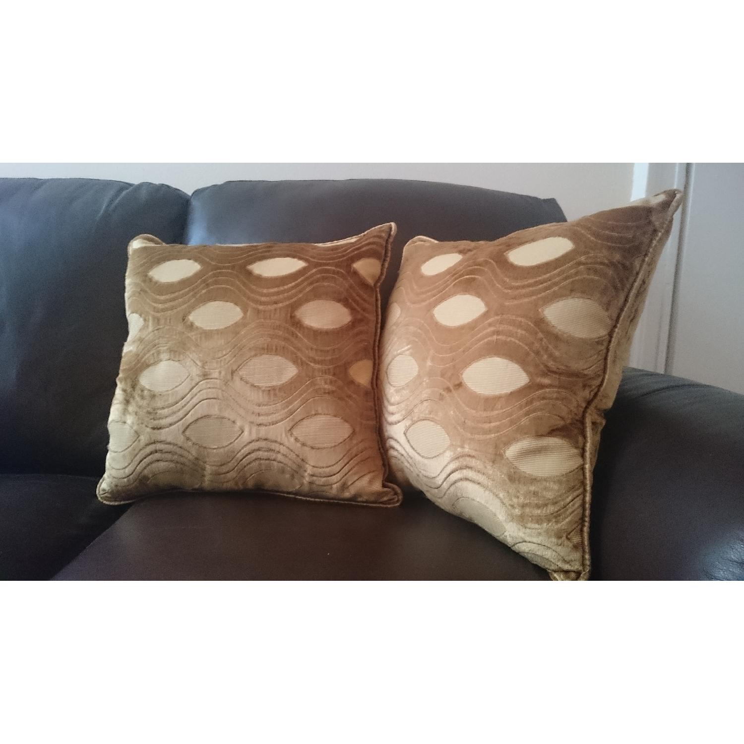 Pier 1 Gold Velour, Feather-Stuffed Pillow - image-3