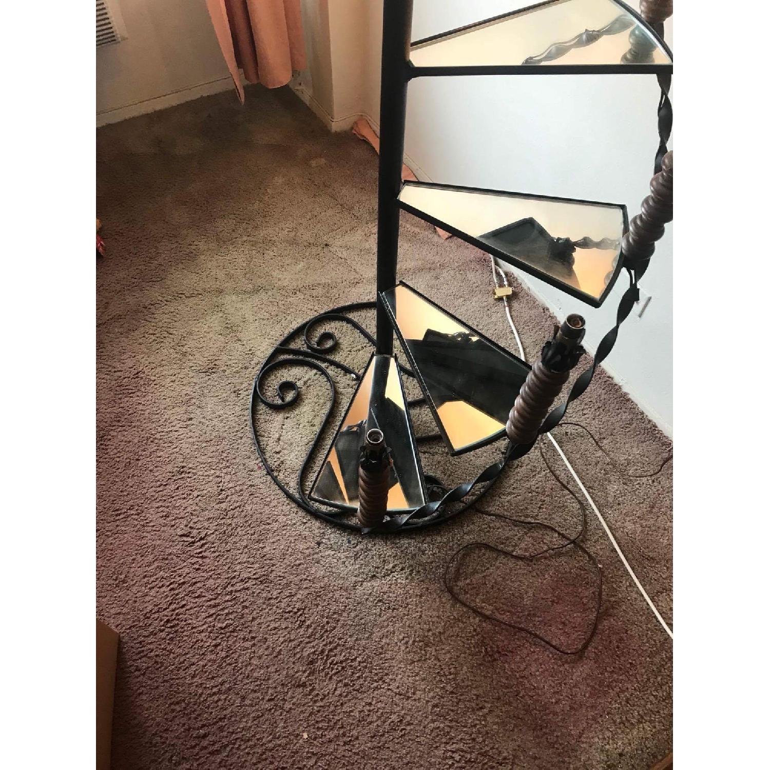 Vintage 1960s Wrought Iron Spiral Staircase Plant Stand Lamp - image-5