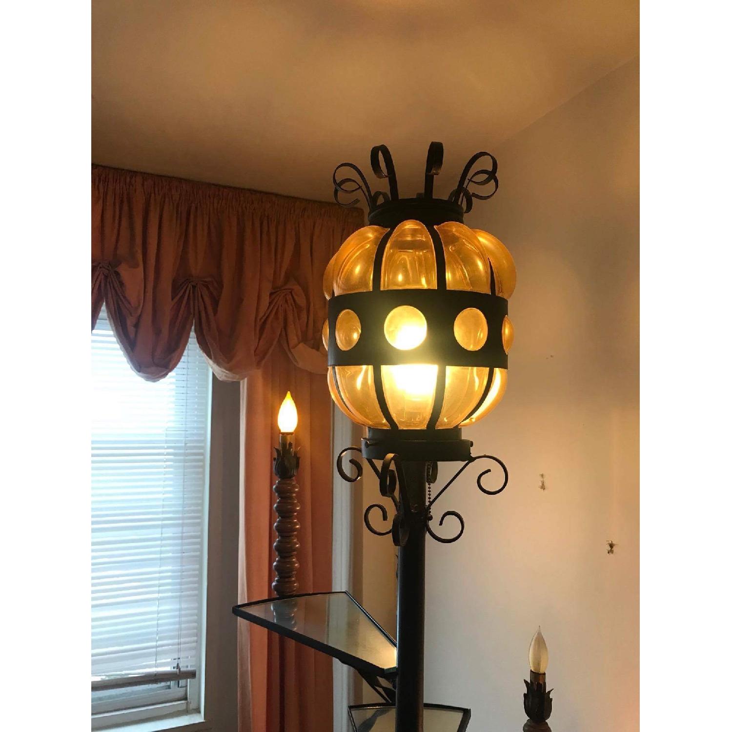 Vintage 1960s Wrought Iron Spiral Staircase Plant Stand Lamp - image-6
