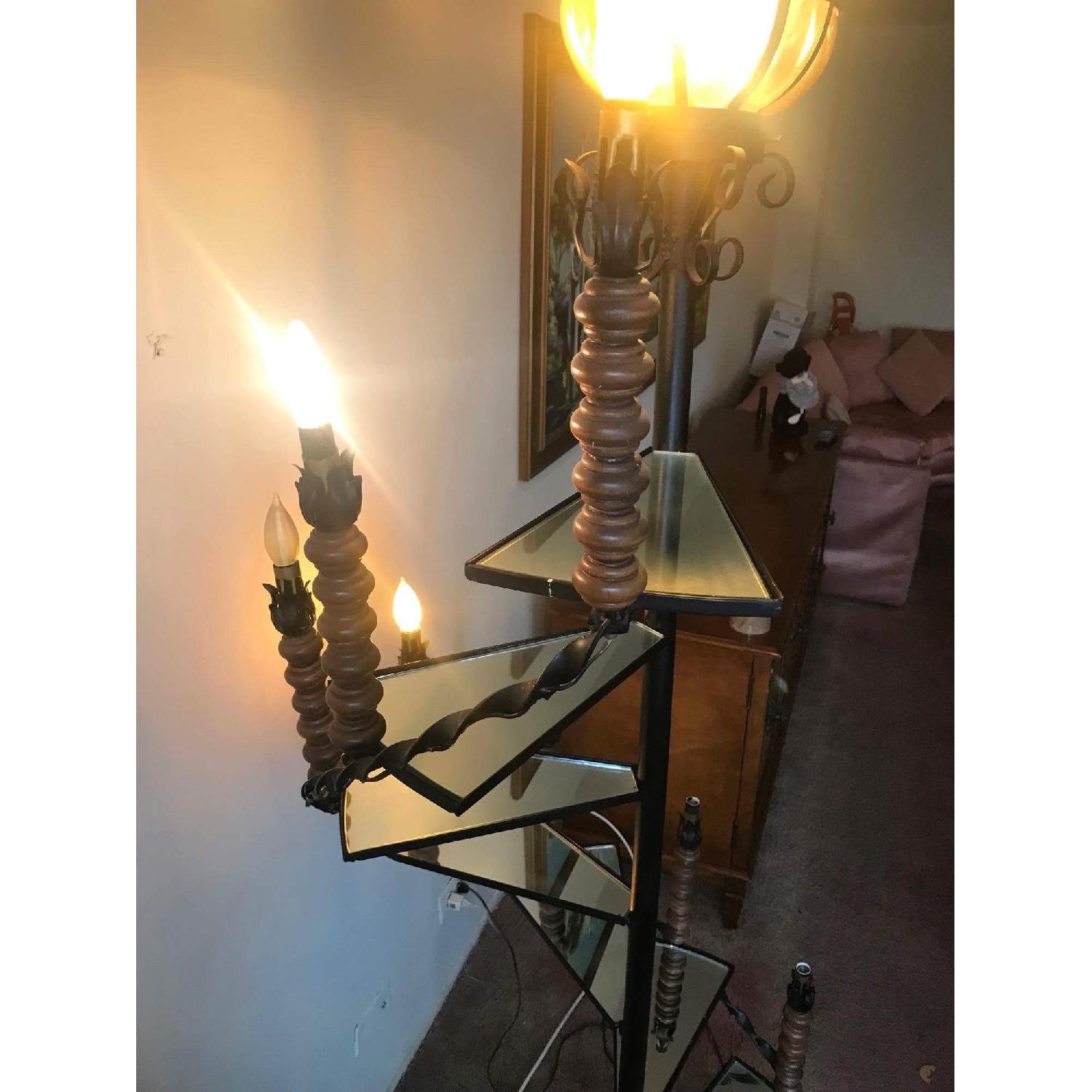 Vintage 1960s Wrought Iron Spiral Staircase Plant Stand Lamp - image-7