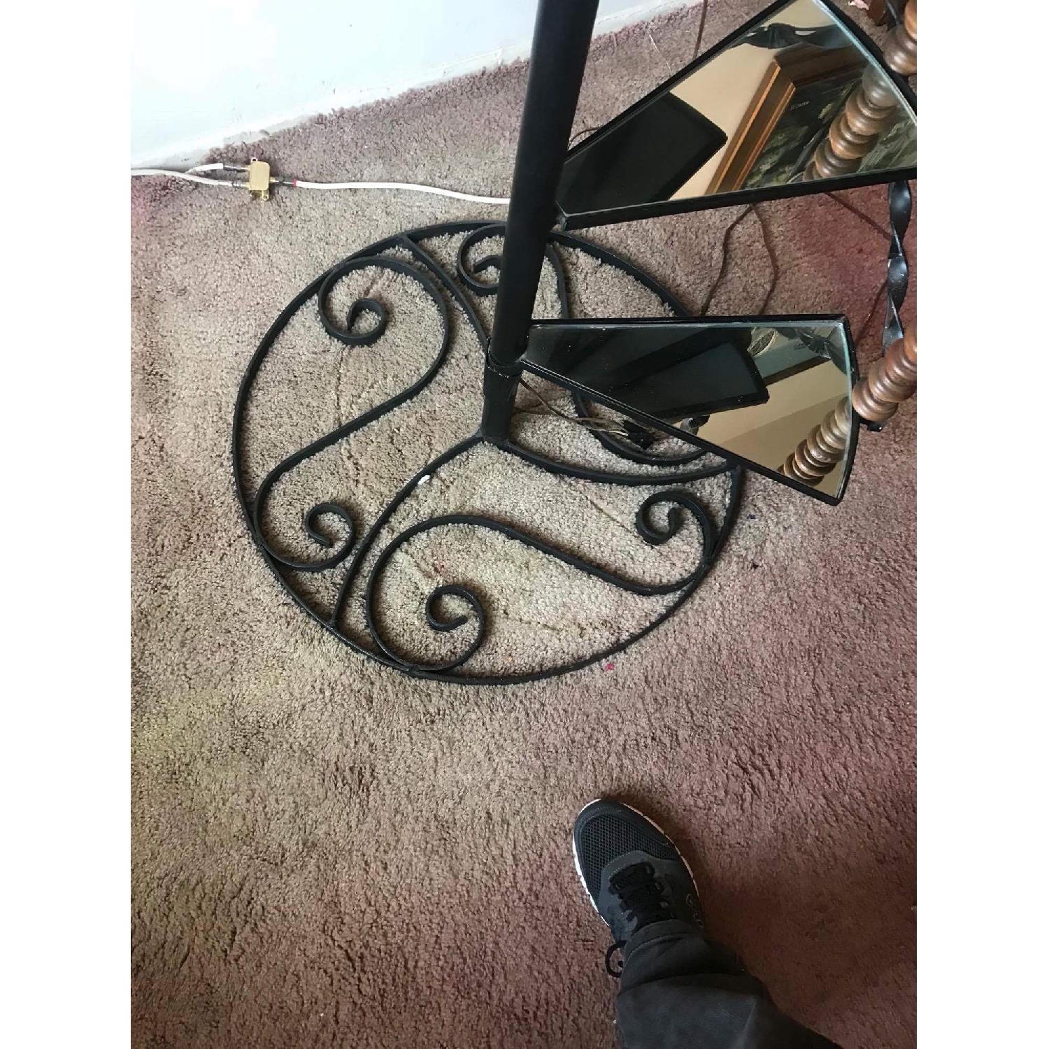 Vintage 1960s Wrought Iron Spiral Staircase Plant Stand Lamp - image-8