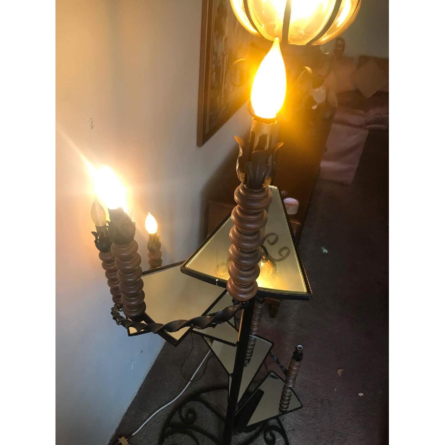 Vintage 1960s Wrought Iron Spiral Staircase Plant Stand Lamp - image-10