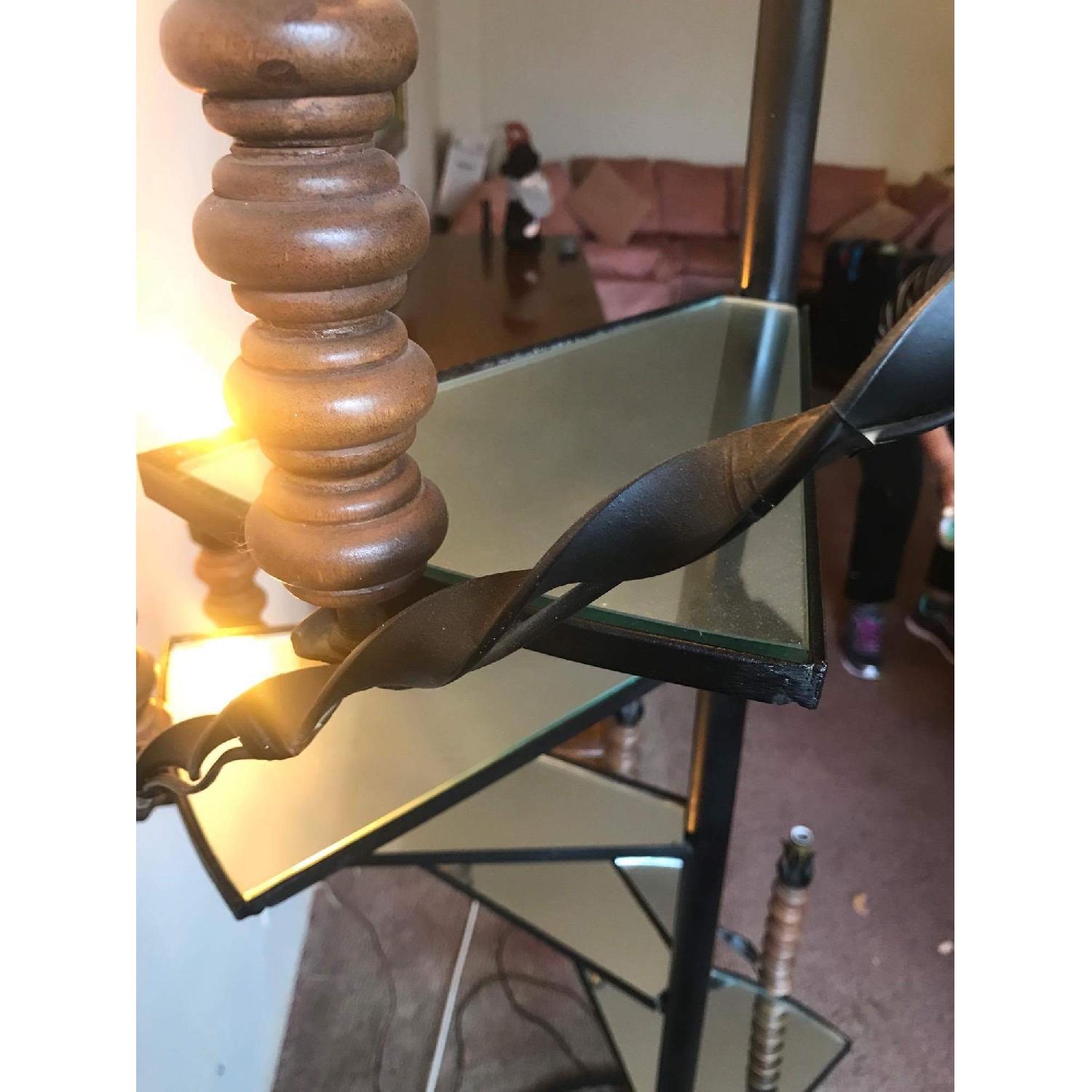 Vintage 1960s Wrought Iron Spiral Staircase Plant Stand Lamp - image-11