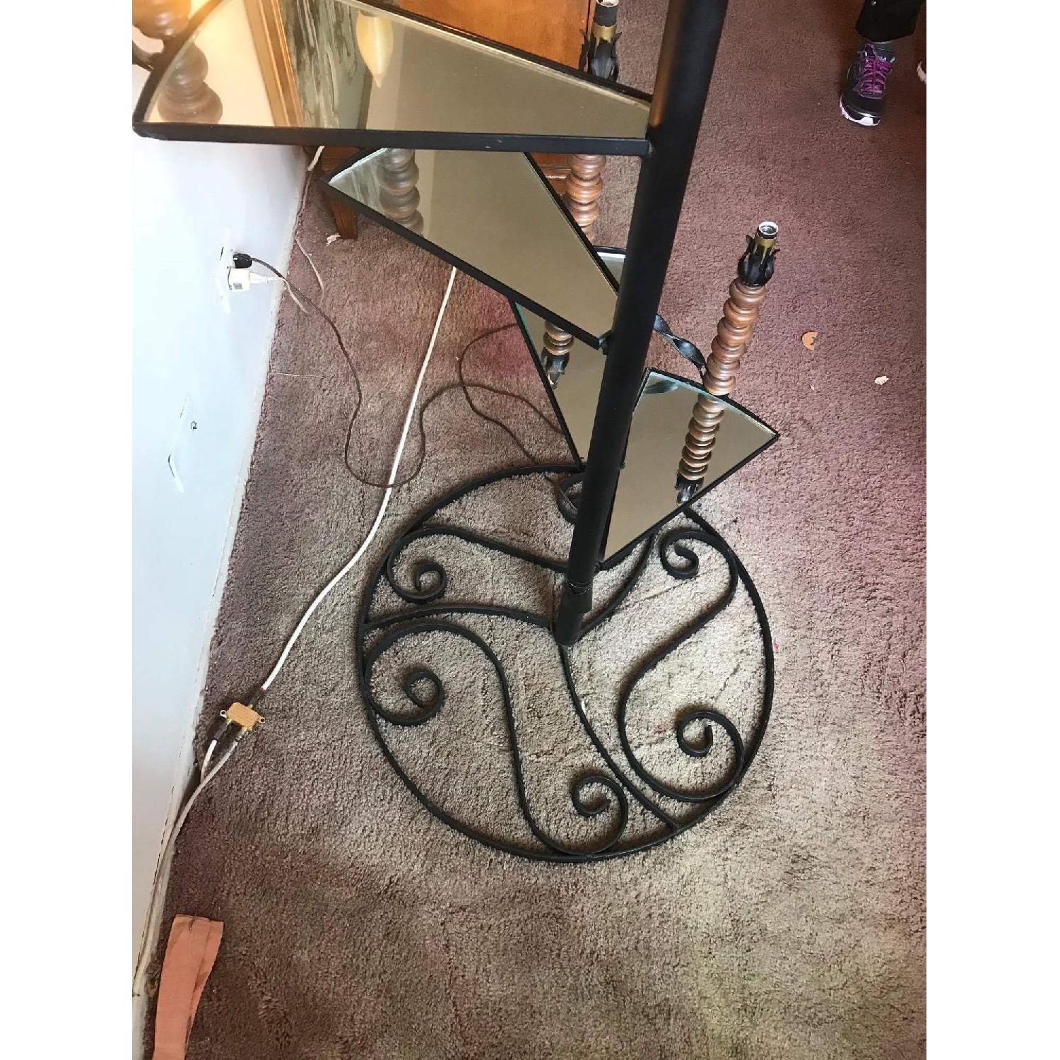 Vintage 1960s Wrought Iron Spiral Staircase Plant Stand Lamp - image-12