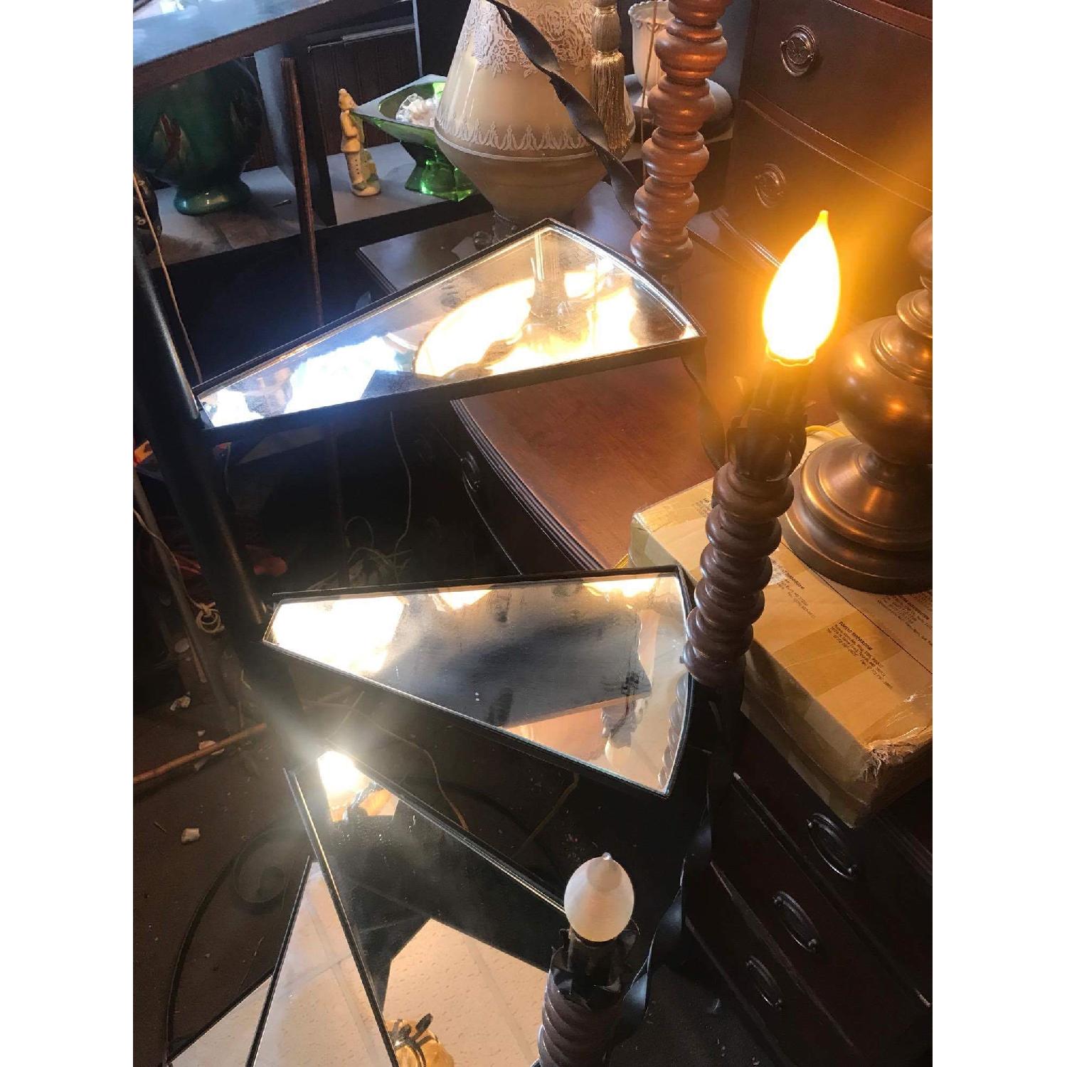 Vintage 1960s Wrought Iron Spiral Staircase Plant Stand Lamp - image-14