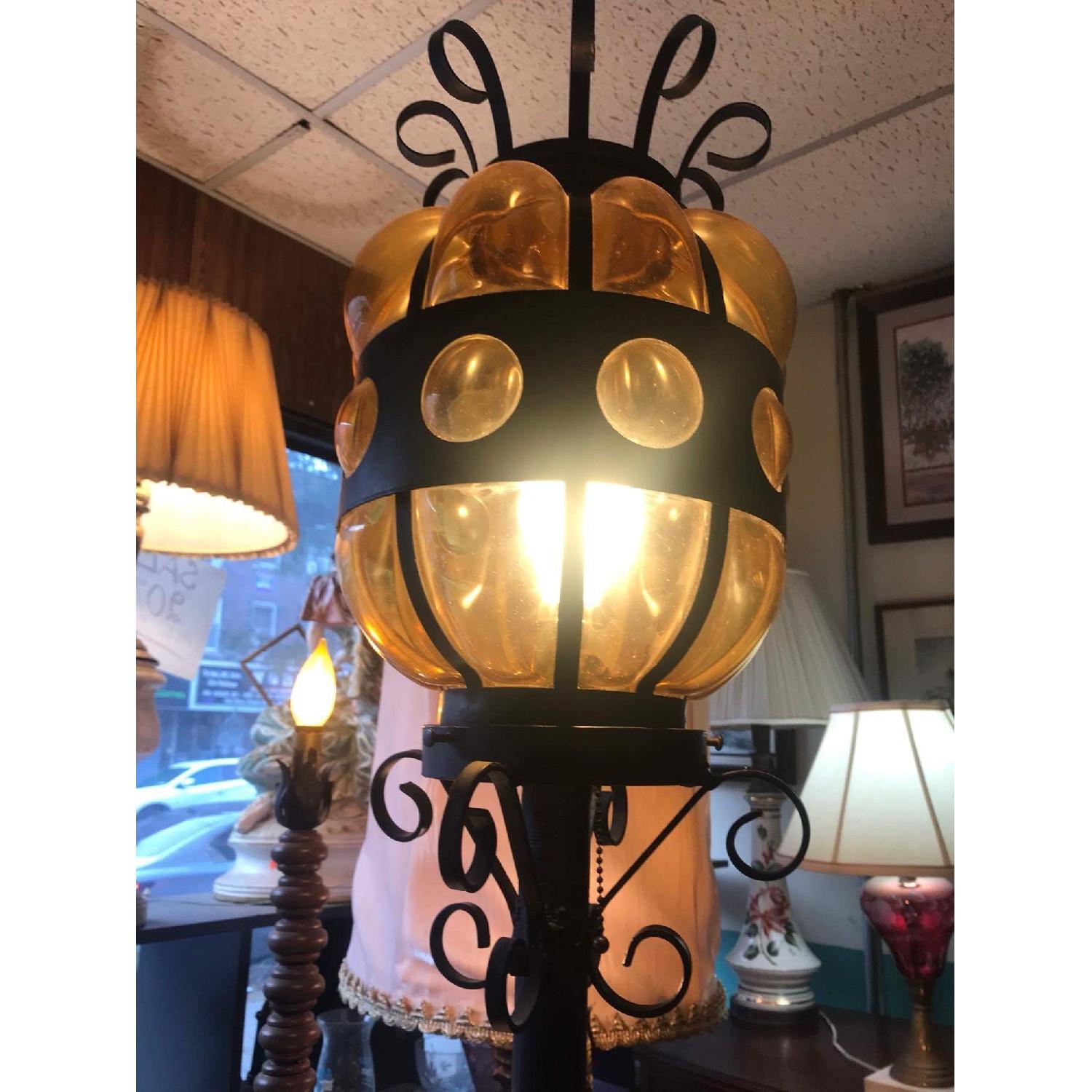 Vintage 1960s Wrought Iron Spiral Staircase Plant Stand Lamp - image-15