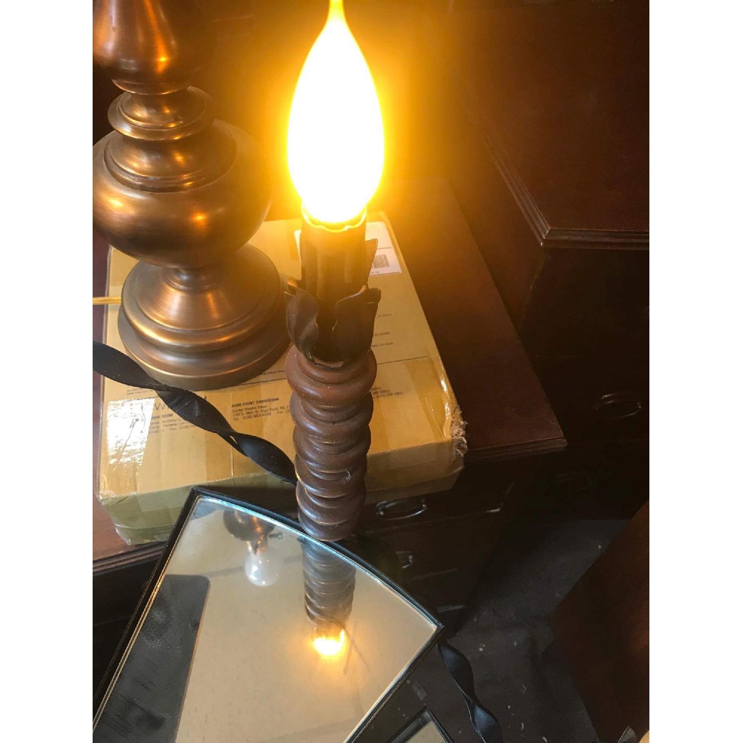 Vintage 1960s Wrought Iron Spiral Staircase Plant Stand Lamp - image-16