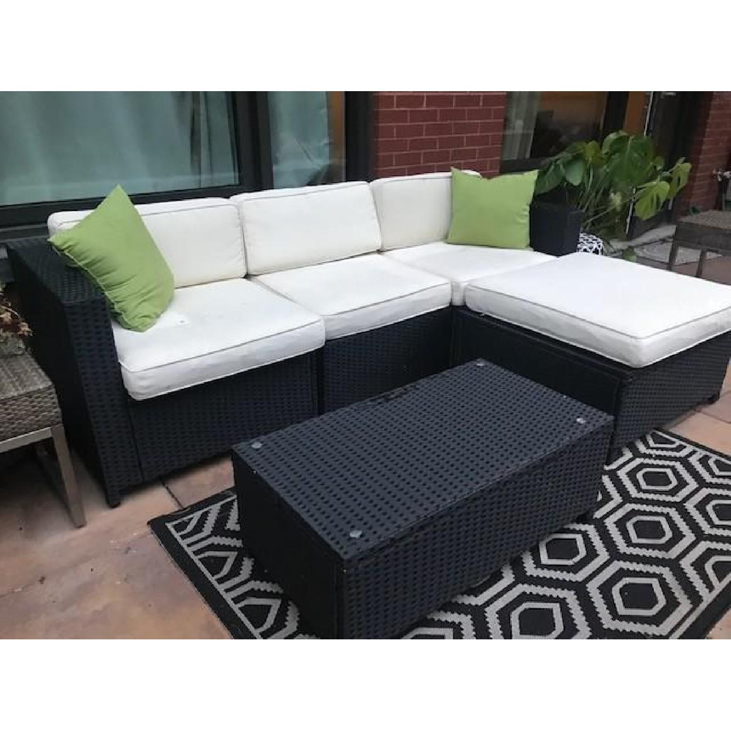Black Wicker Outdoor Sectional Sofa - image-2